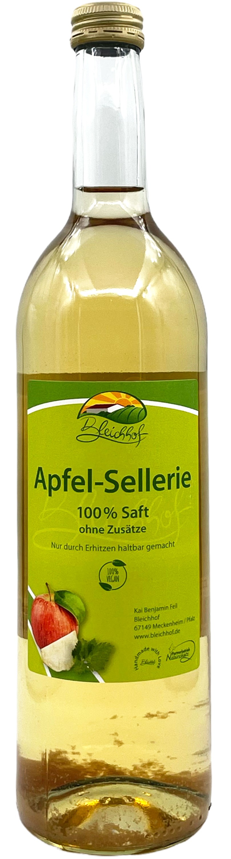 Bleichhof apple juice with celery juice - 100% direct juice, vegan, WITHOUT added sugar, 6 pack (6x 0,72l)