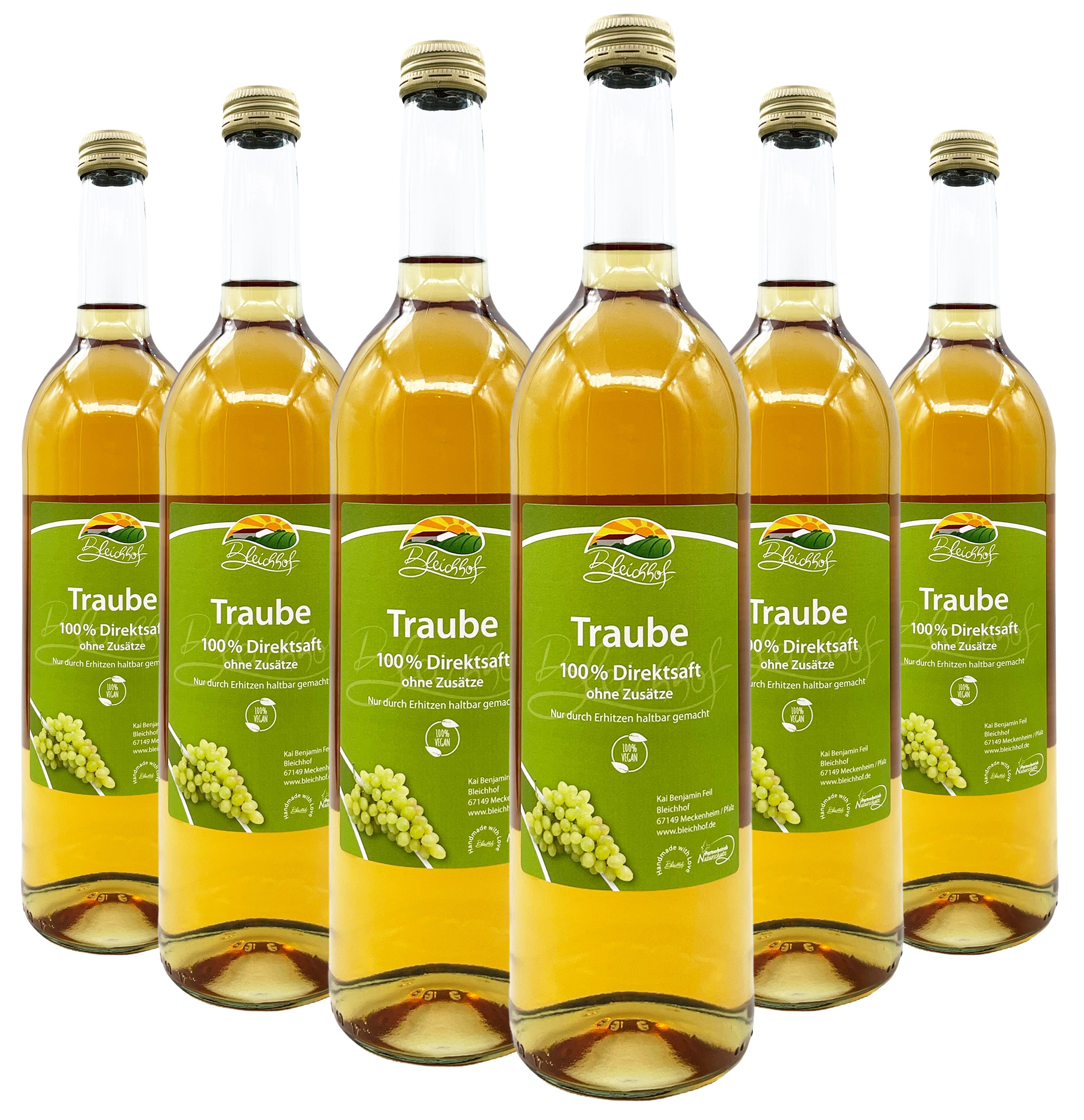 BLEICHHOF® Traubensaft (weiß) - Direktsaft, vegan (6x0,72l) BLEICHHOF® Traubensaft (weiß) - Direktsaft, vegan (6x0,72l)