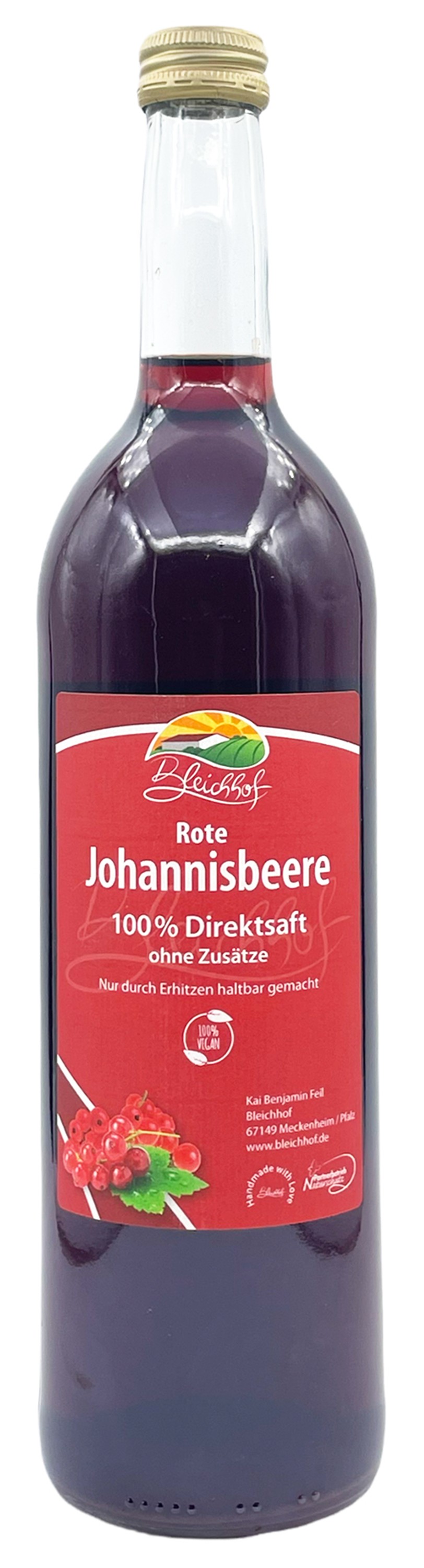 BLEICHHOF® Roter Johannisbeersaft - Direktsaft, vegan (1x0,72l) BLEICHHOF® Roter Johannisbeersaft - Direktsaft, vegan (1x0,72l)
