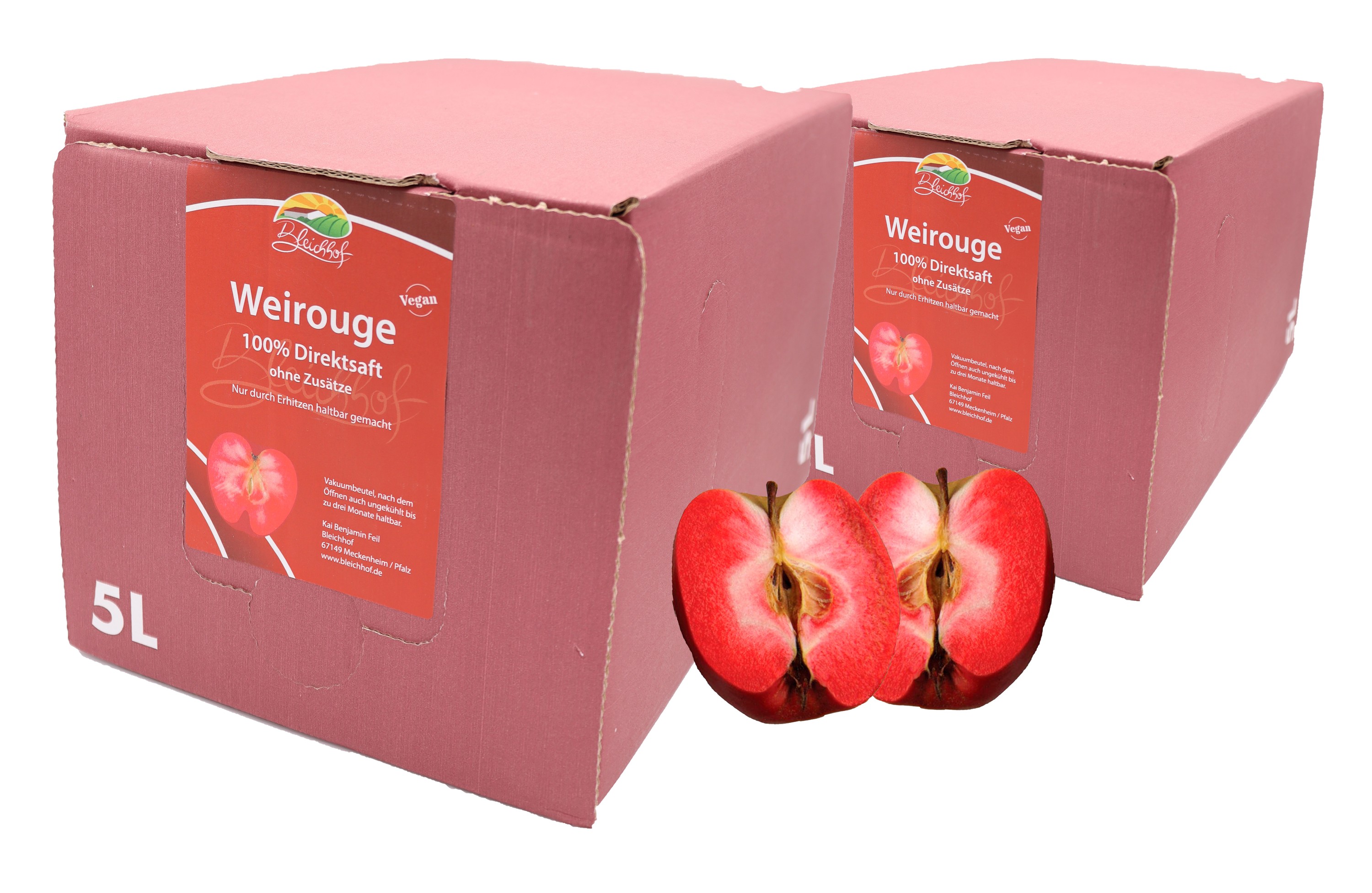 BLEICHHOF® Apfelsaft Weirouge - Direktsaft, vegan, Bag-in-Box (2x5l) BLEICHHOF® Apfelsaft Weirouge - Direktsaft, vegan, Bag-in-Box (2x5l)