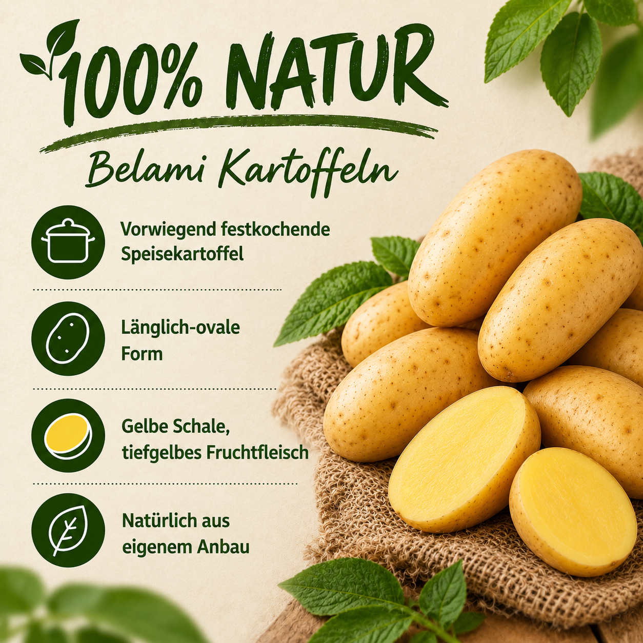 BLEICHHOF® 12,5kg Belami Kartoffeln aus der Pfalz - Sorte: Belami vorwiegend festkochend Salatkartoffel, Ernte 2026