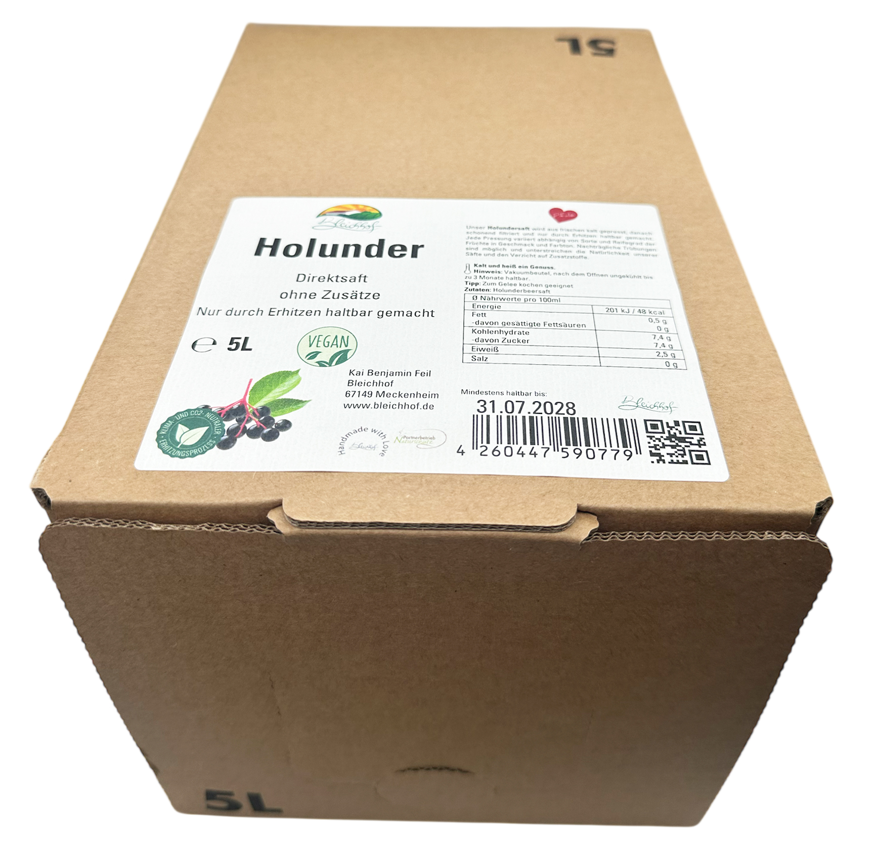 BLEICHHOF® Holundersaft - Direktsaft, vegan, Bag-in-Box (1x5l) BLEICHHOF® Holundersaft - Direktsaft, vegan, Bag-in-Box (1x5l)