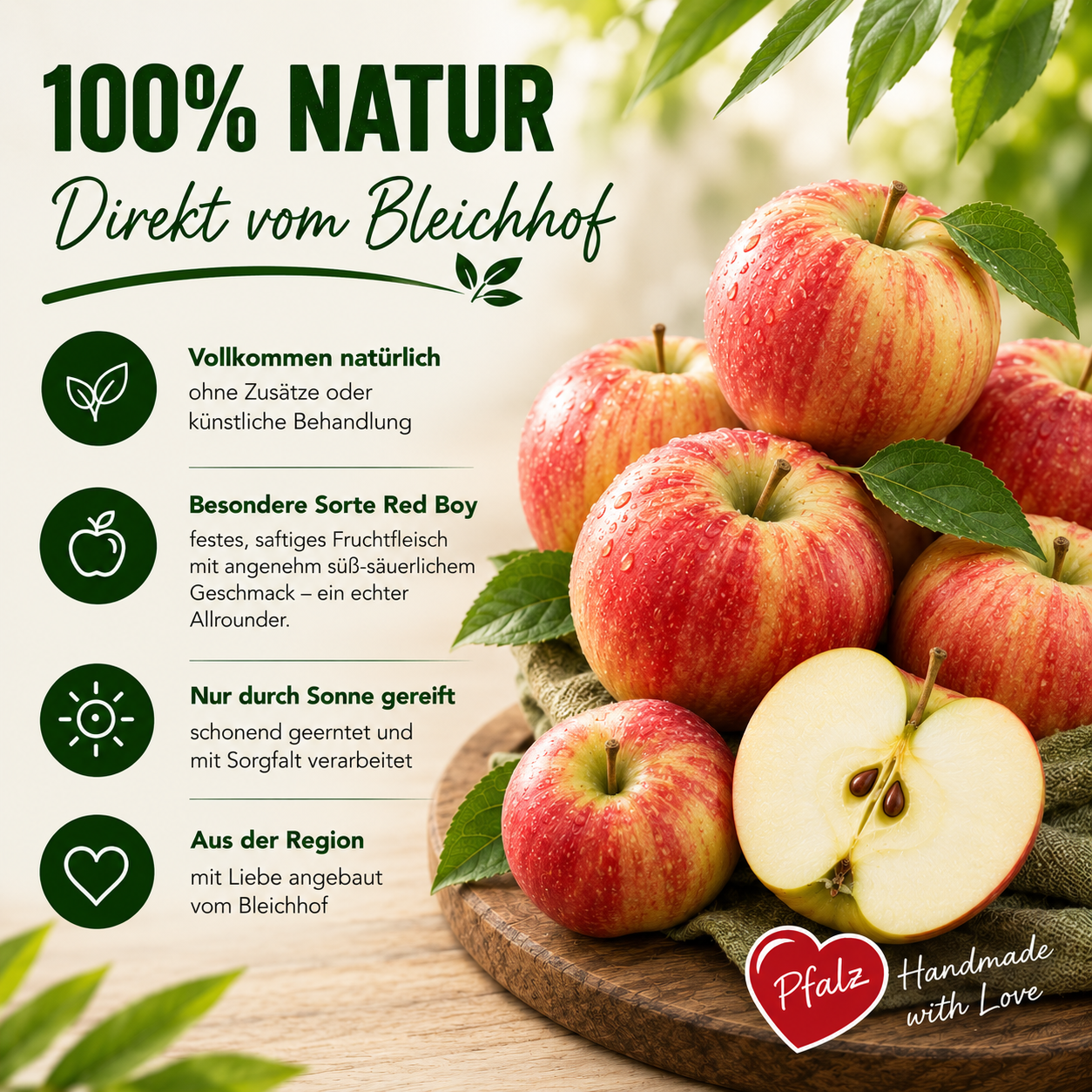 BLEICHHOF® Äpfel Red Boy - festfleischig, etwas lieblicher als Rubinette (5kg)