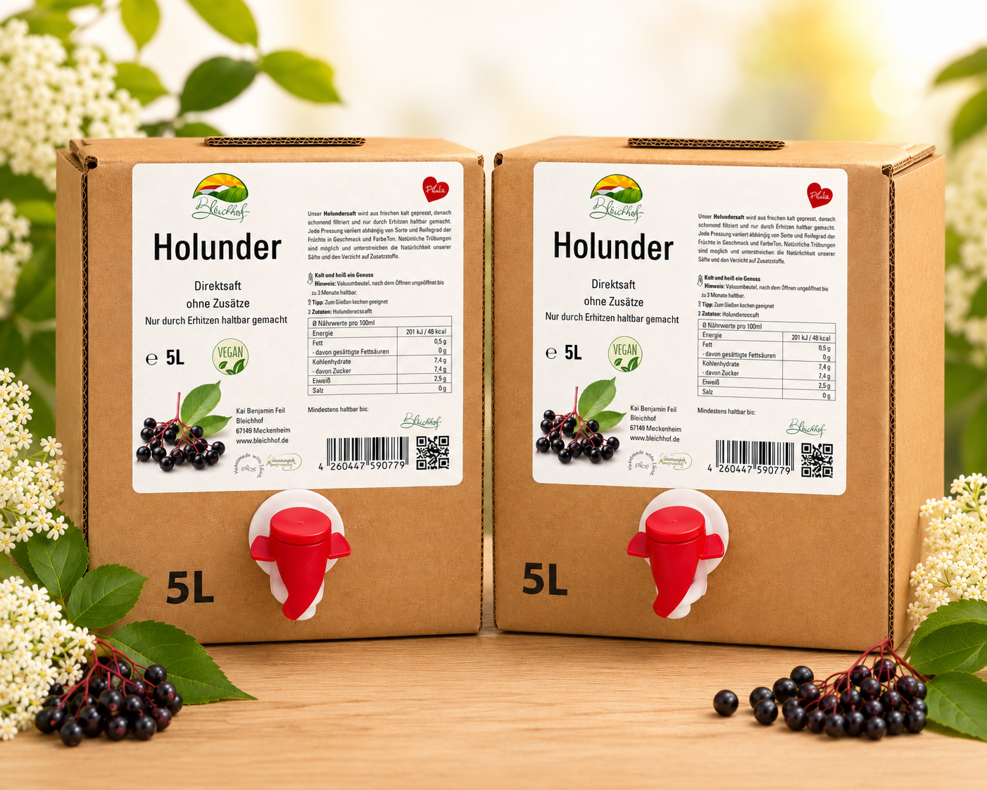 BLEICHHOF® elderberry juice - direct juice, vegan, bag-in-box (1x5l)