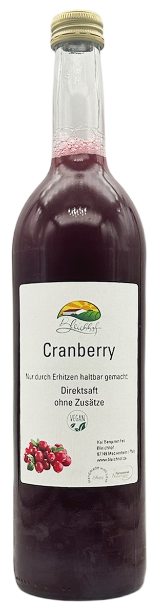 BLEICHHOF® Cranberrysaft - Direktsaft, vegan (1x0,72L) BLEICHHOF® Cranberrysaft - Direktsaft, vegan (1x0,72L)