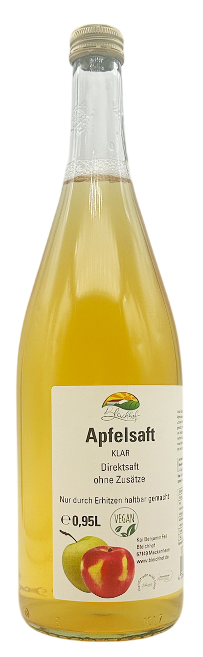 BLEICHHOF® Apfelsaft klar - Direktsaft, vegan (1x0,95l) BLEICHHOF® Apfelsaft klar - Direktsaft, vegan (1x0,95l)