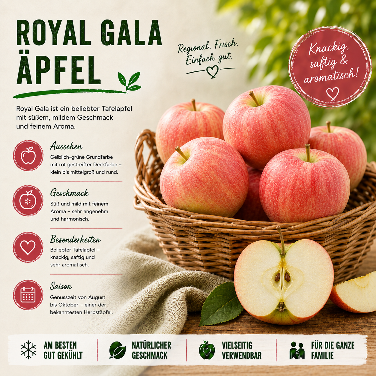 BLEICHHOF® Äpfel Royal Gala - feste, süße Sorte aus der Pfalz, Neue Ernte (3kg)