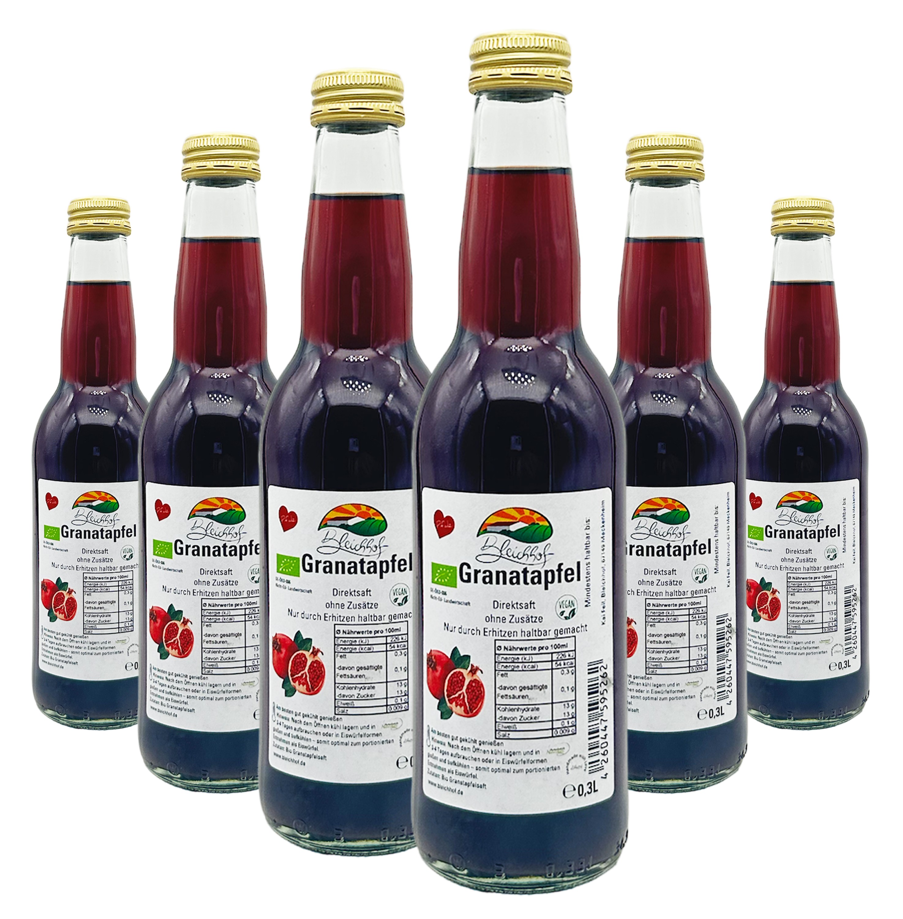 BLEICHHOF® Bio Granatapfelsaft DE-ÖKO-006 - Direktsaft, vegan (6x0,3l)