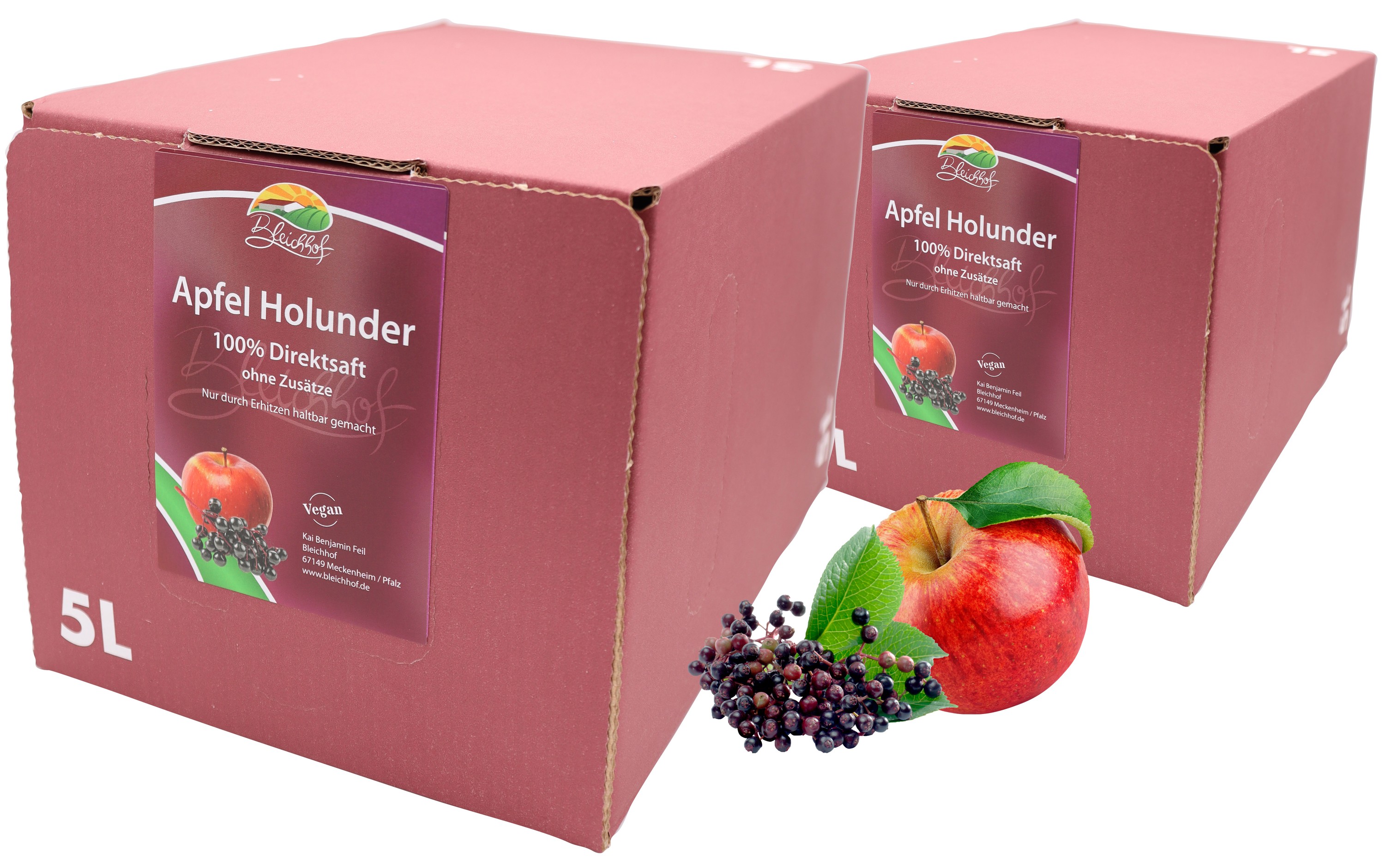 BLEICHHOF® Apfel-Holunder - Direktsaft, vergan, Bag-in-Box (2x5l) BLEICHHOF® Apfel-Holunder - Direktsaft, vergan, Bag-in-Box (2x5l)