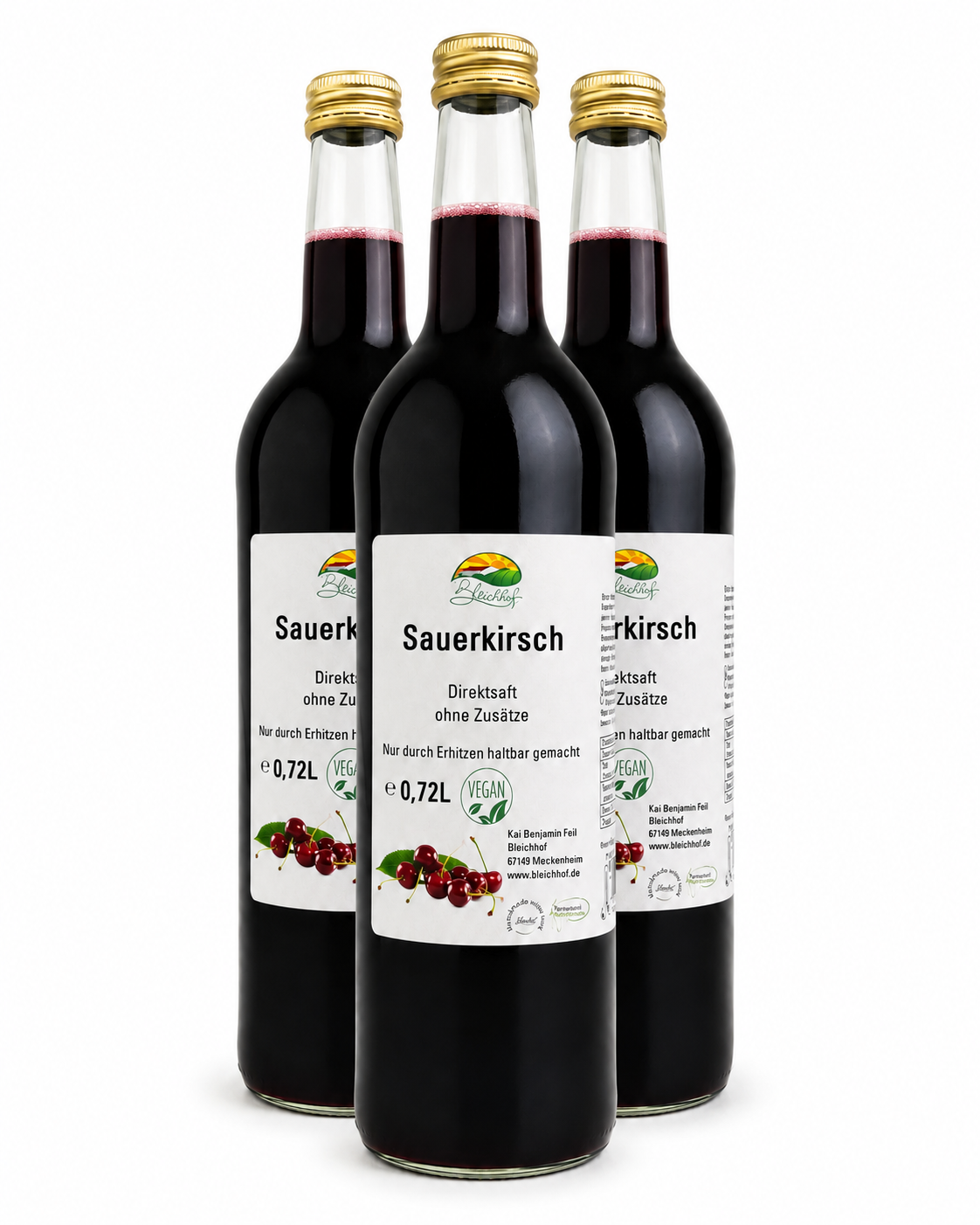 BLEICHHOF®  Sauerkirschsaft - Direktsaft, vegan (3x0,72l)