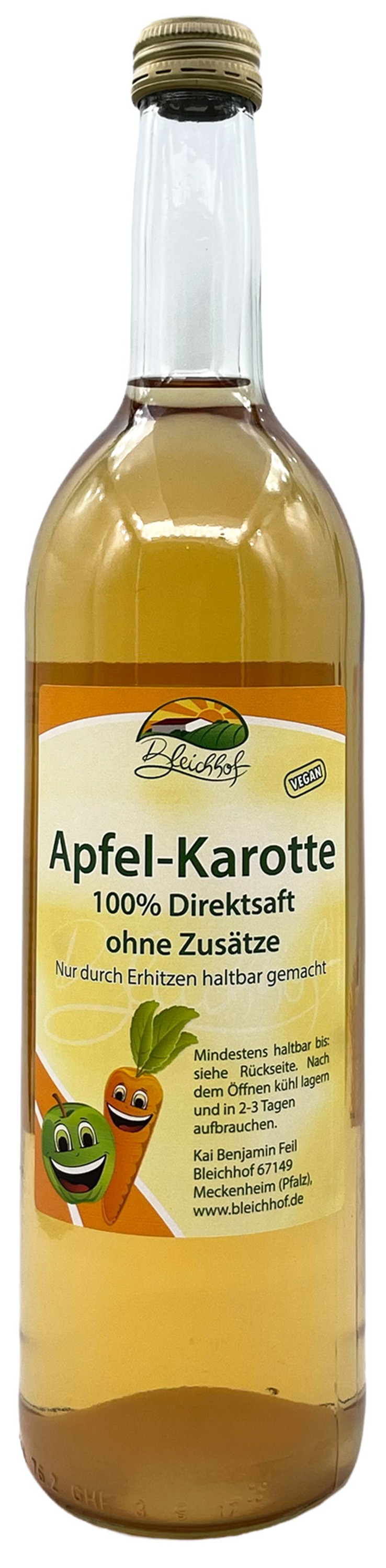BLEICHHOF® Apfelsaft mit Karottensaft - Direktsaft, vegan (1x0,72l) BLEICHHOF® Apfelsaft mit Karottensaft - Direktsaft, vegan (1x0,72l)