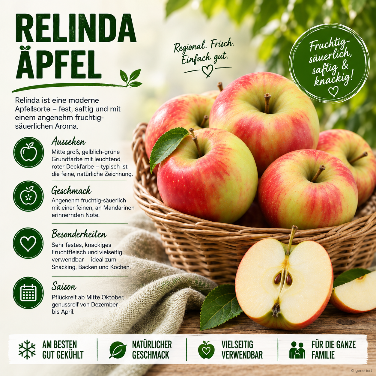 BLEICHHOF® Äpfel Relinda – sehr fest, säuerlich, fruchtiges, an Mandarinen erinnerndes Aroma (5kg)