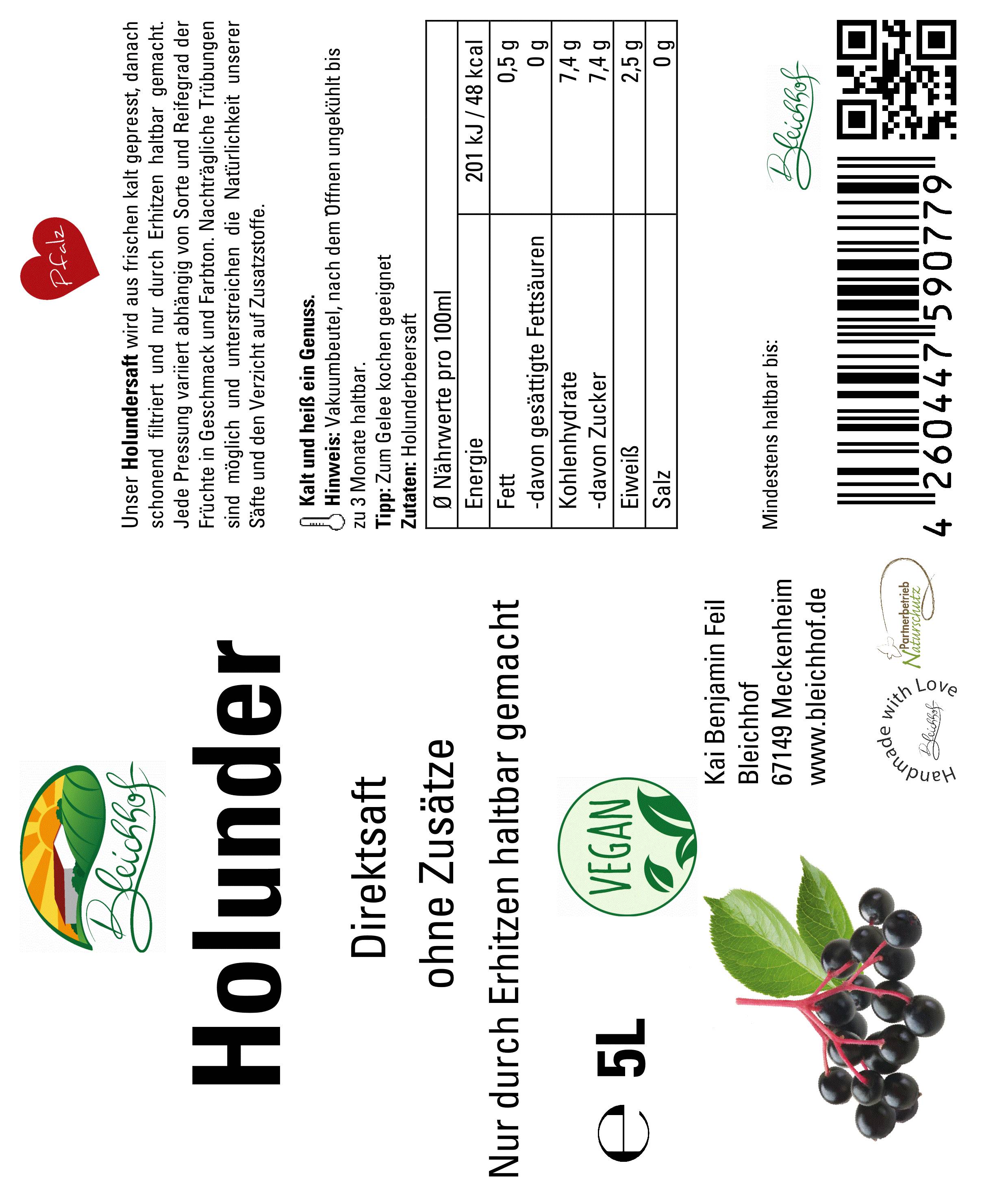 BLEICHHOF® elderberry juice - direct juice, vegan, bag-in-box (1x5l)
