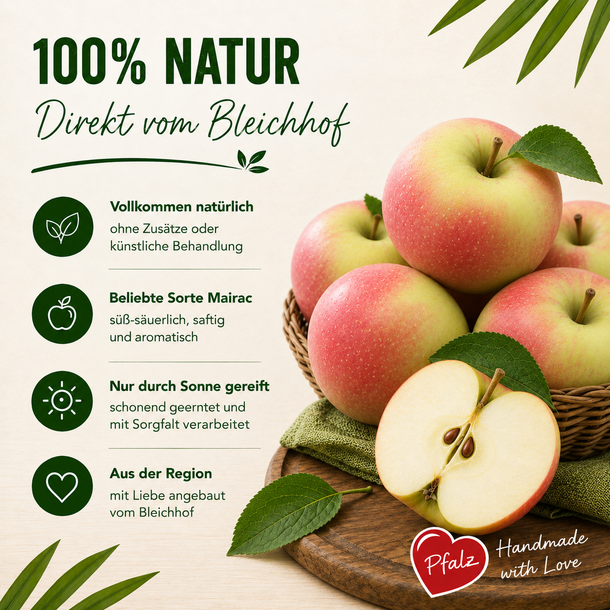 BLEICHHOF® Äpfel Mairac - feste, süß-säuerliche Sorte aus der Pfalz (5kg)