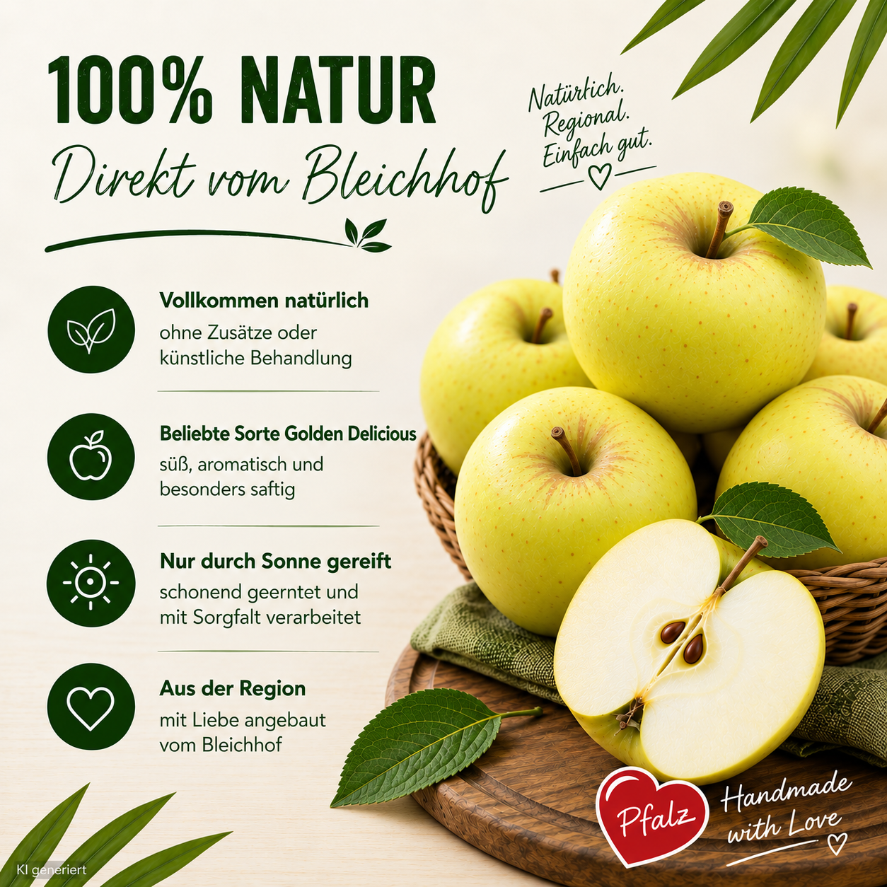 BLEICHHOF® Äpfel Golden Delicious - süßaromatische Sorte aus der Pfalz (5kg)