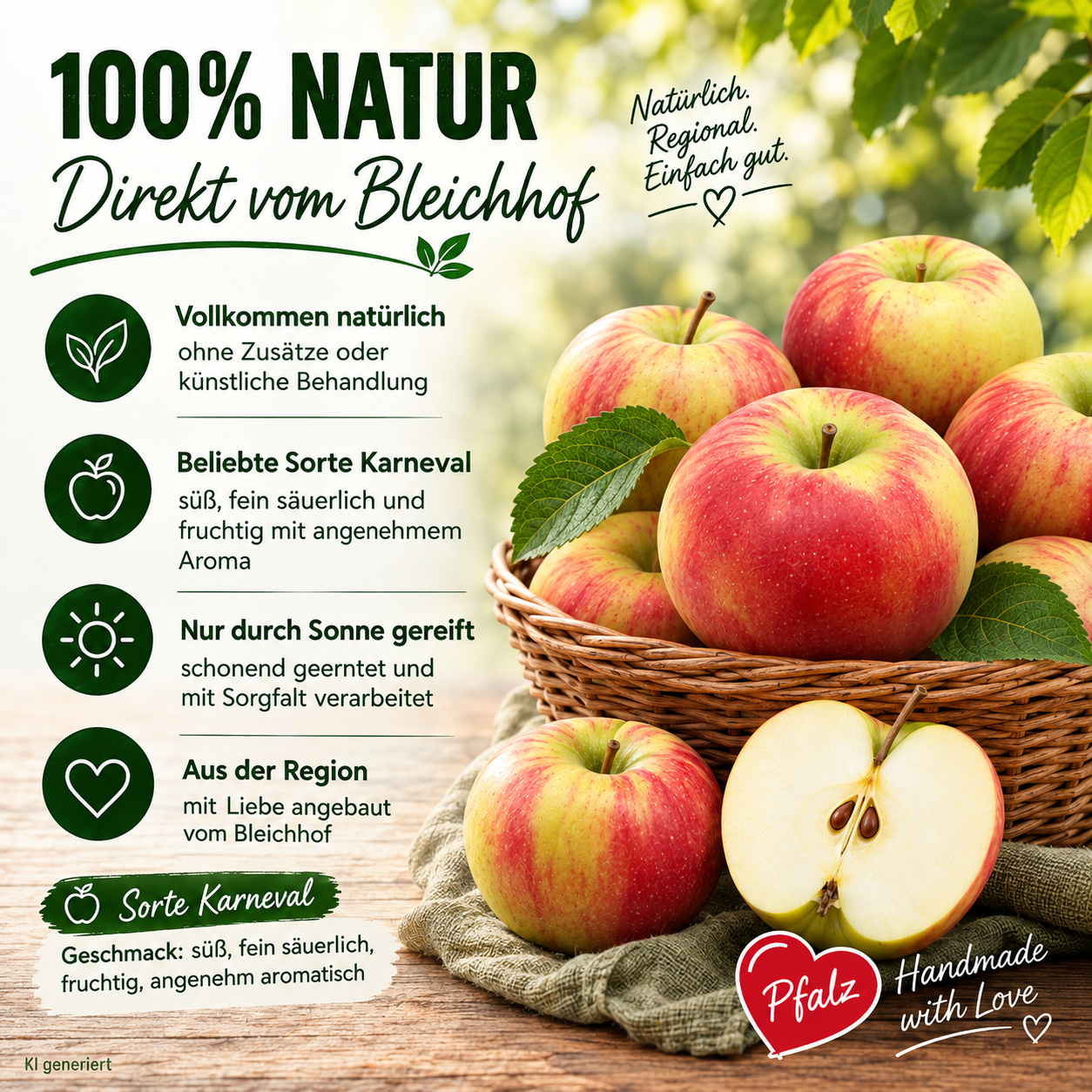 BLEICHHOF® Rubinette apples - juicy, finely tart Cox orange flavor, from the Palatinate, new harvest (3kg)