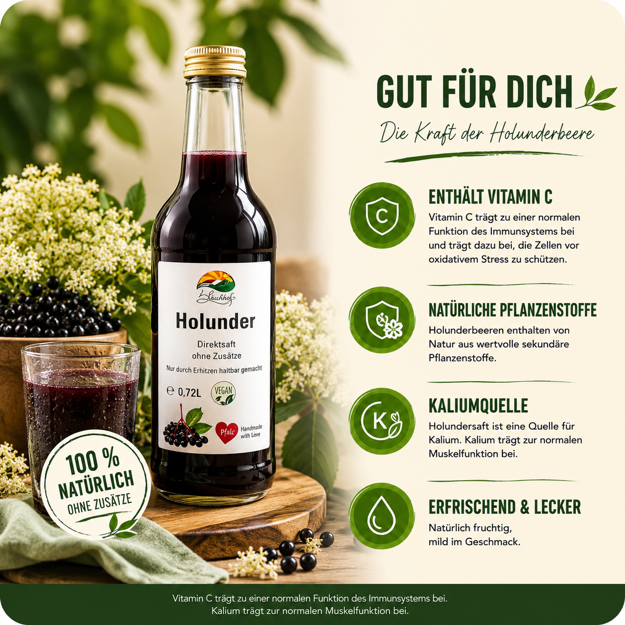BLEICHHOF® Holundersaft - Direktsaft, vegan, Bag-in-Box (1x5l)