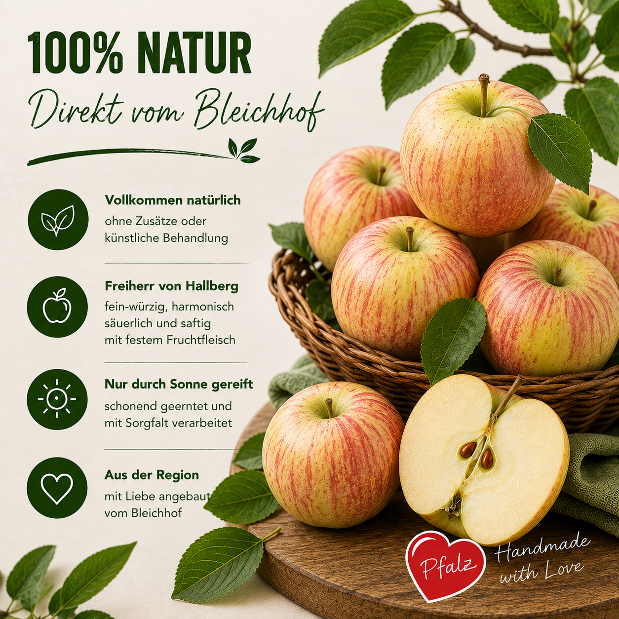 BLEICHHOF® Rubinette apples - juicy, finely tart Cox orange flavor, from the Palatinate, new harvest (3kg)