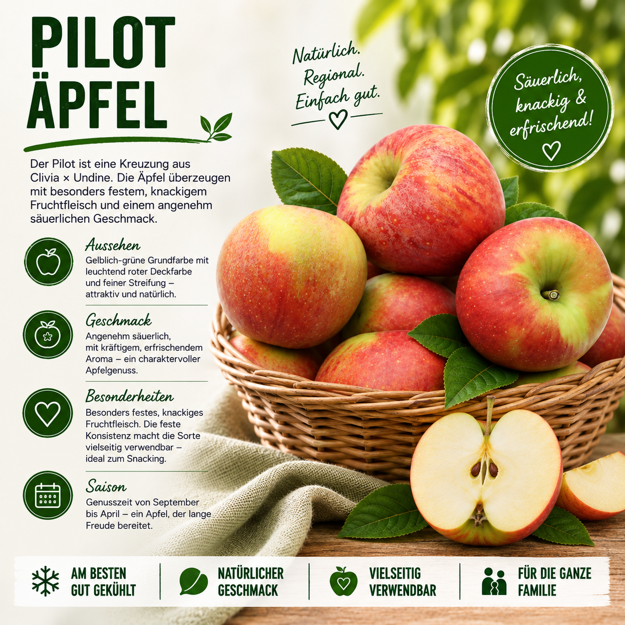 BLEICHHOF® Äpfel Pilot – feste säuerliche Sorte aus der Pfalz (5kg)