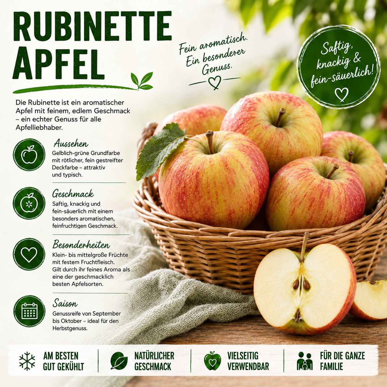 BLEICHHOF® Äpfel Rubinette – saftig, fein-säuerliches Cox Orange Aroma, aus der Pfalz (5kg)