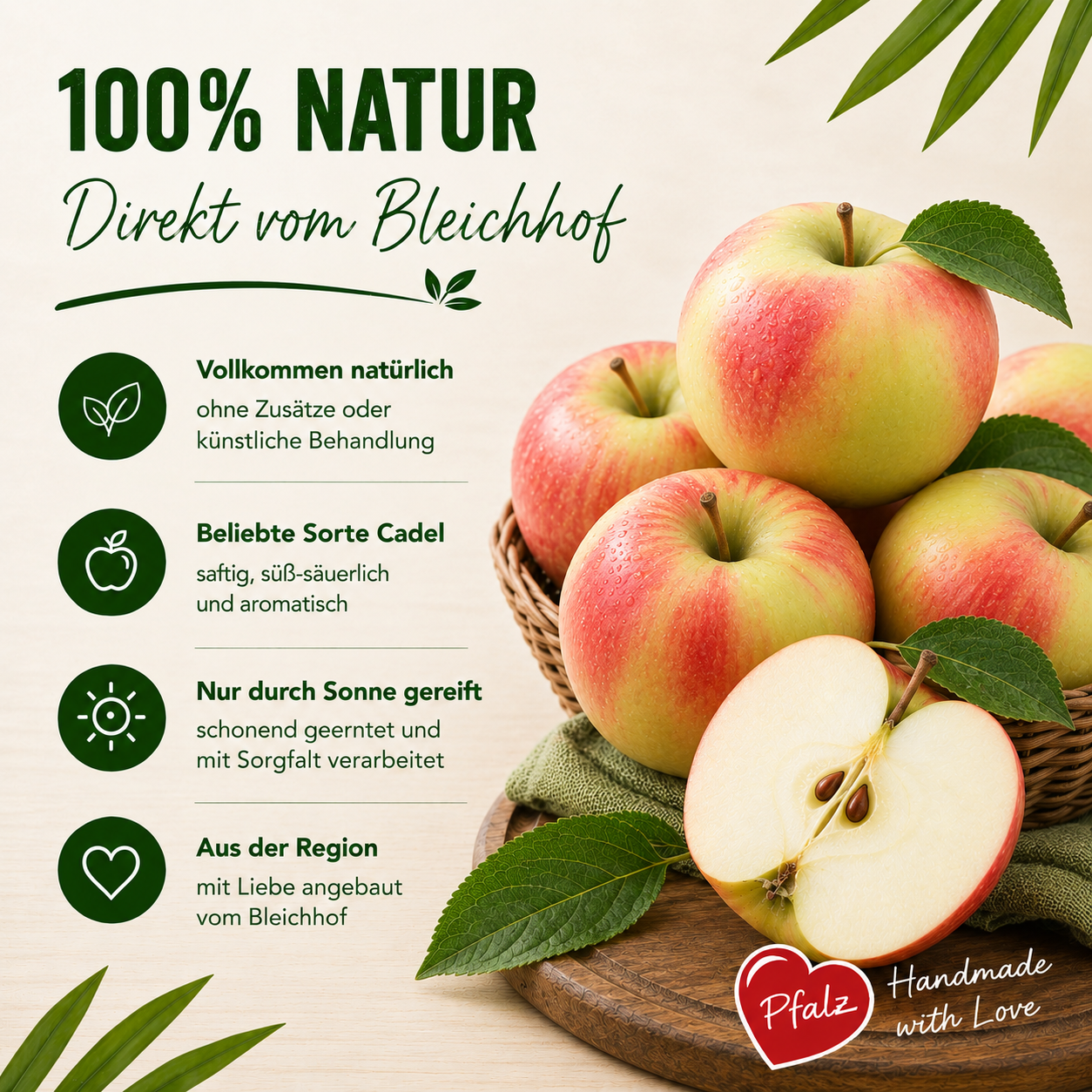 BLEICHHOF® Äpfel Cadel – süß-säuerliche feste Sorte aus der Pfalz (5kg)