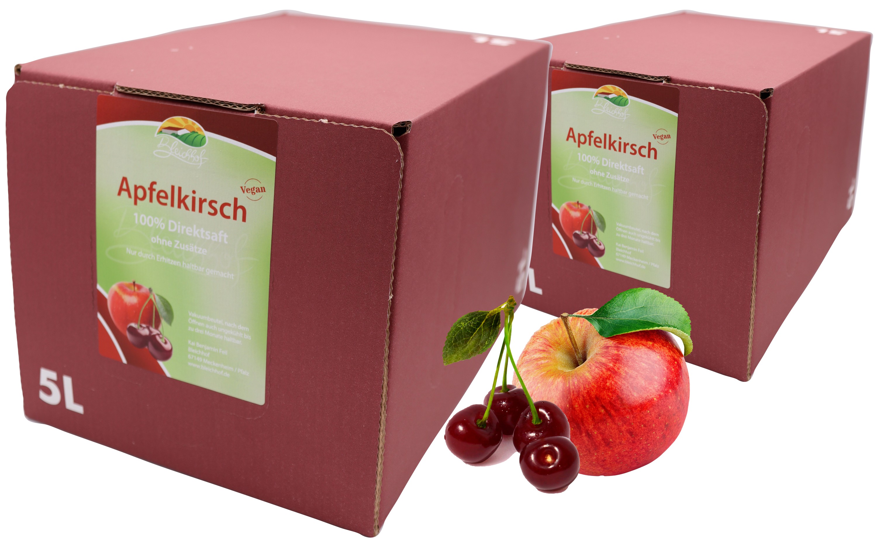 BLEICHHOF® Apfel-Kirsch - Direktsaft, vegan, Bag-in-Box (2x5l) BLEICHHOF® Apfel-Kirsch - Direktsaft, vegan, Bag-in-Box (2x5l)
