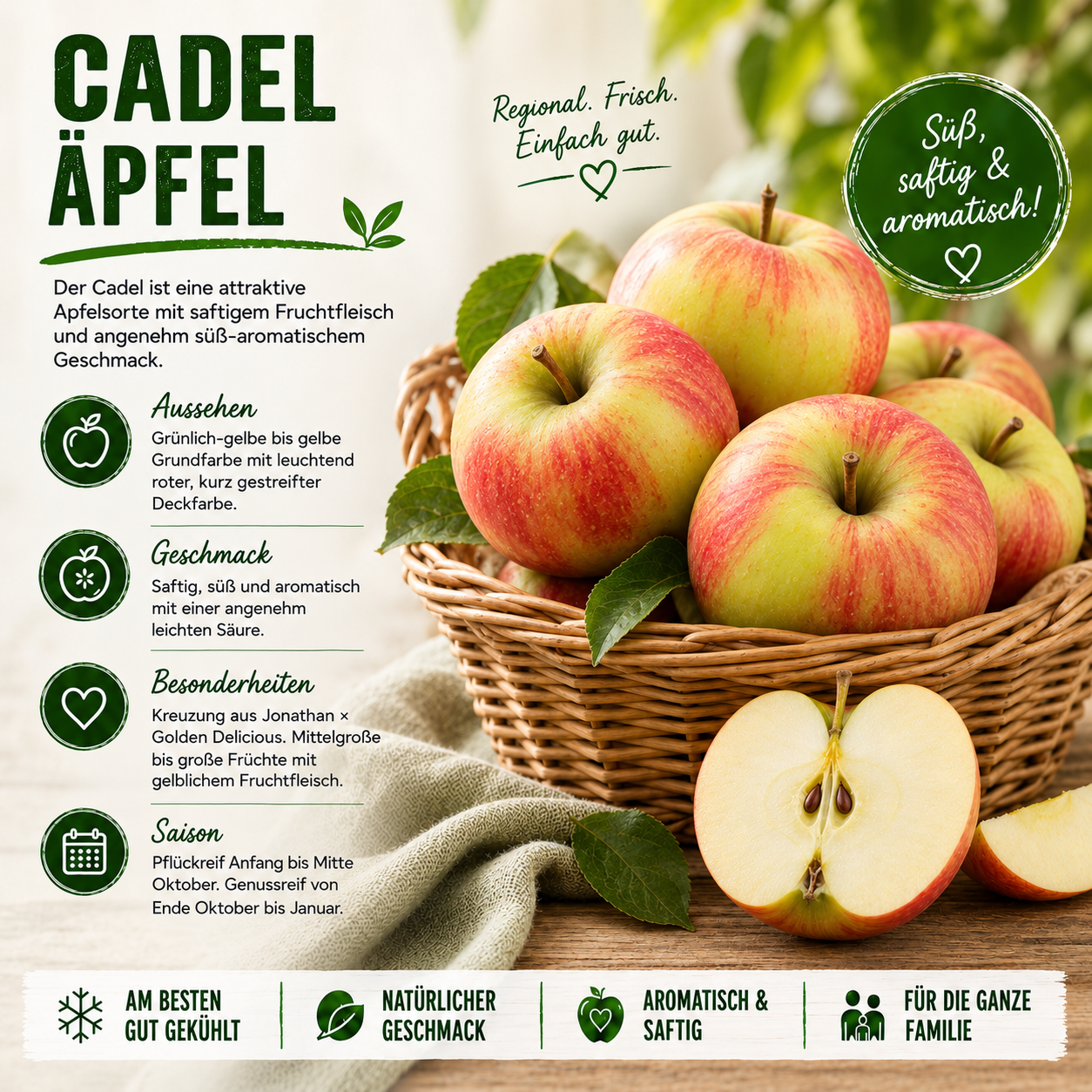 BLEICHHOF® Äpfel Cadel – süß-säuerliche feste Sorte aus der Pfalz (5kg)