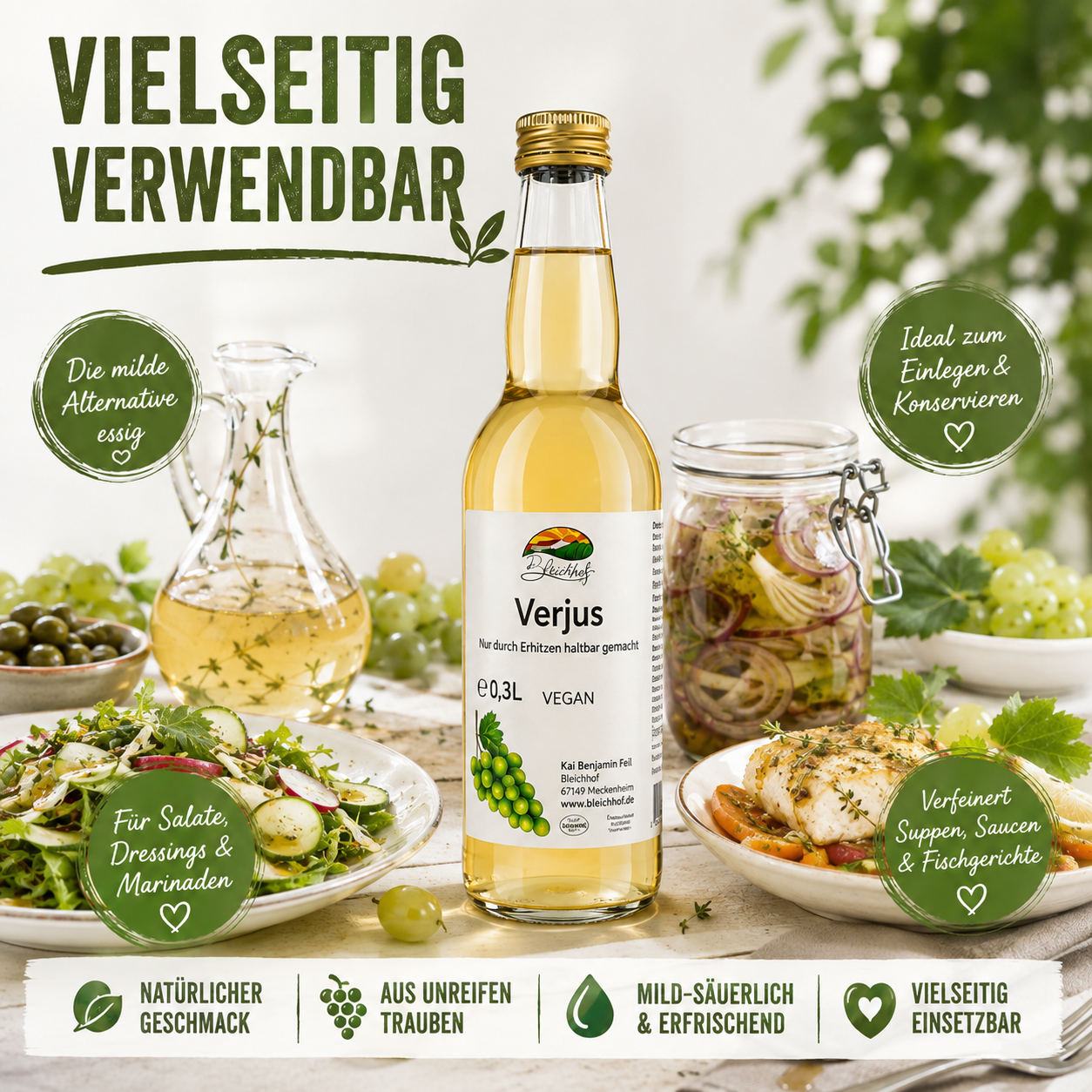 BLEICHHOF®  Verjus - aus unreifen Trauben Direktsaft, vegan (1x0,3l)