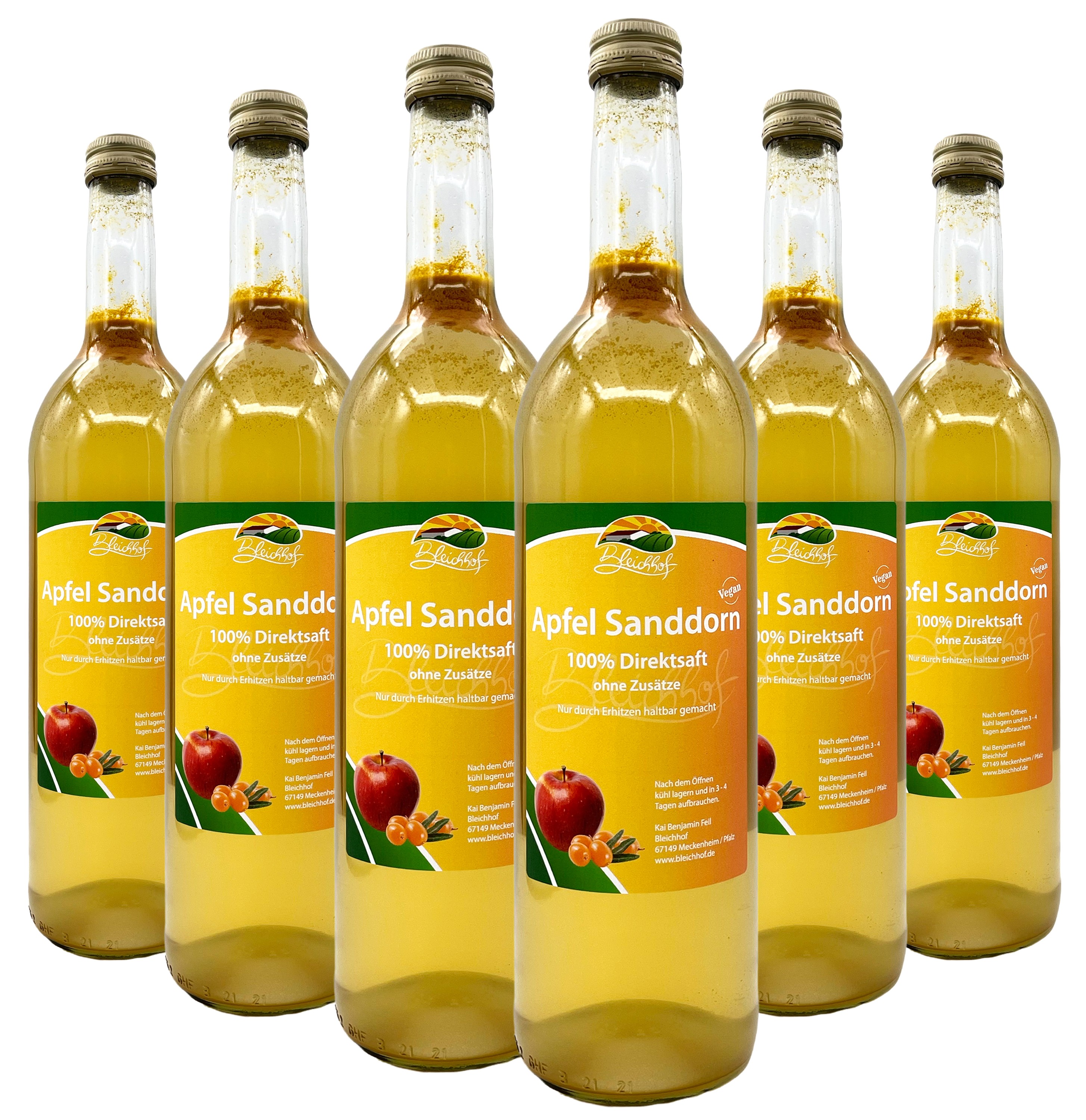 BLEICHHOF® Apfel-Sanddorn - Direktsaft, vegan (6x0,72l) BLEICHHOF® Apfel-Sanddorn - Direktsaft, vegan (6x0,72l)
