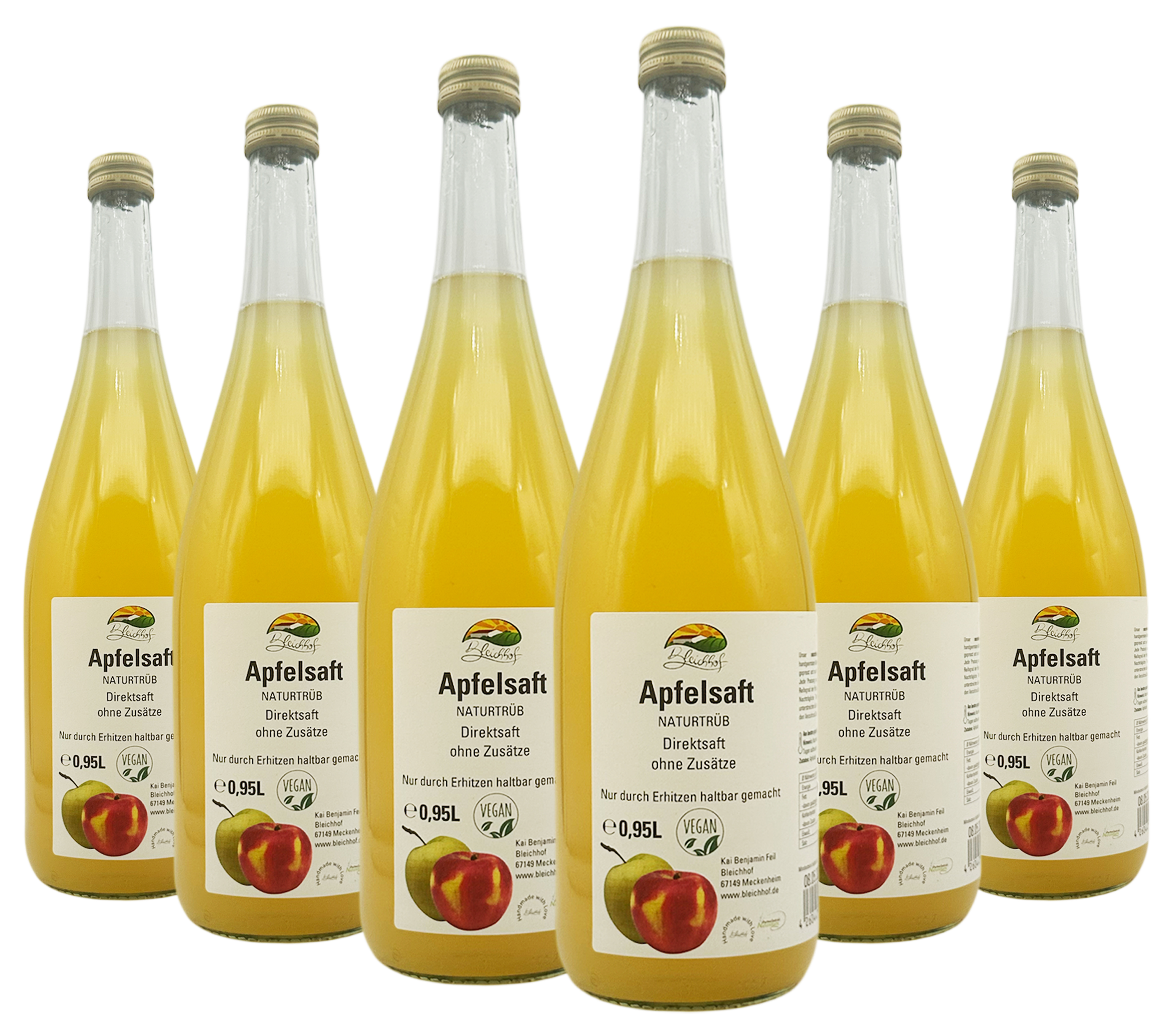 BLEICHHOF® Apfelsaft naturtrüb - Direktsaft, vegan (6x0,95l) BLEICHHOF® Apfelsaft naturtrüb - Direktsaft, vegan (6x0,95l)