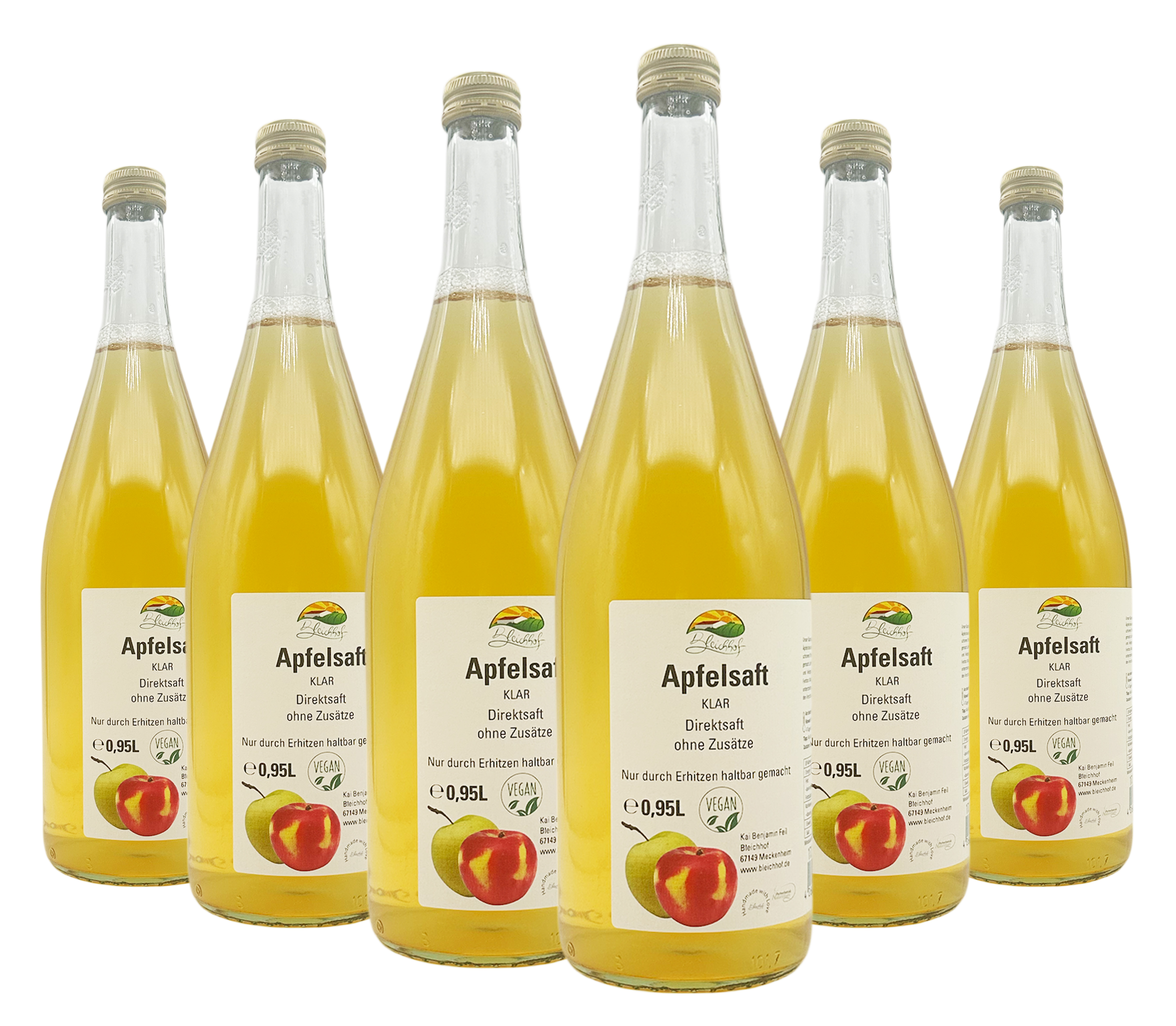 BLEICHHOF® Apfelsaft klar - Direktsaft, vegan (6x0,95l) BLEICHHOF® Apfelsaft klar - Direktsaft, vegan (6x0,95l)