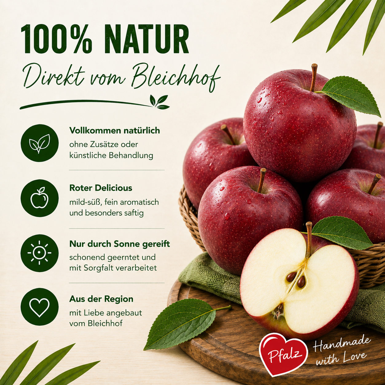 BLEICHHOF® Rubinette apples - juicy, finely tart Cox orange flavor, from the Palatinate, new harvest (3kg)
