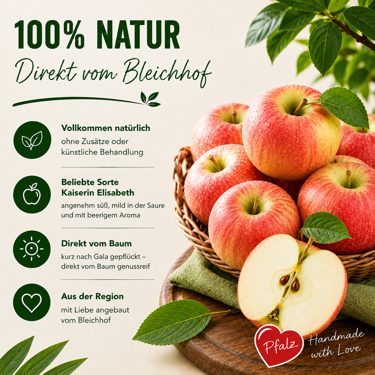 BLEICHHOF® Äpfel Kaiserin Elisabeth - süß-säuerliche Sorte aus der Pfalz (5kg)