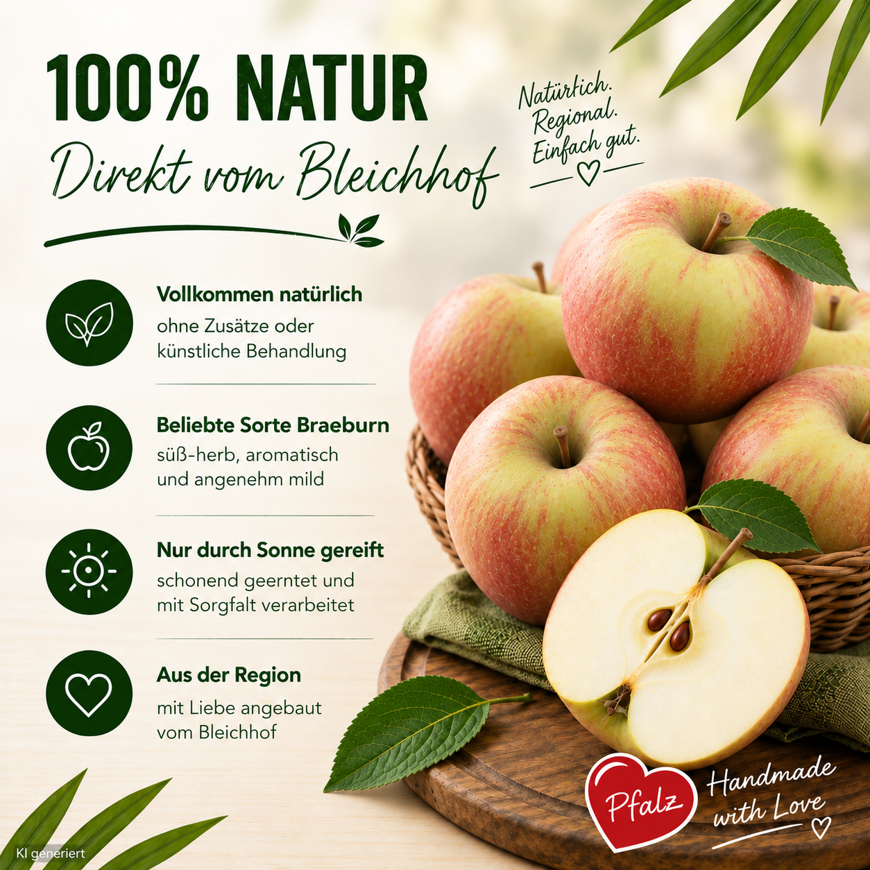 Bleichhof Äpfel Braeburn - süß-herbe knackige Sorte aus der Pfalz (3kg)