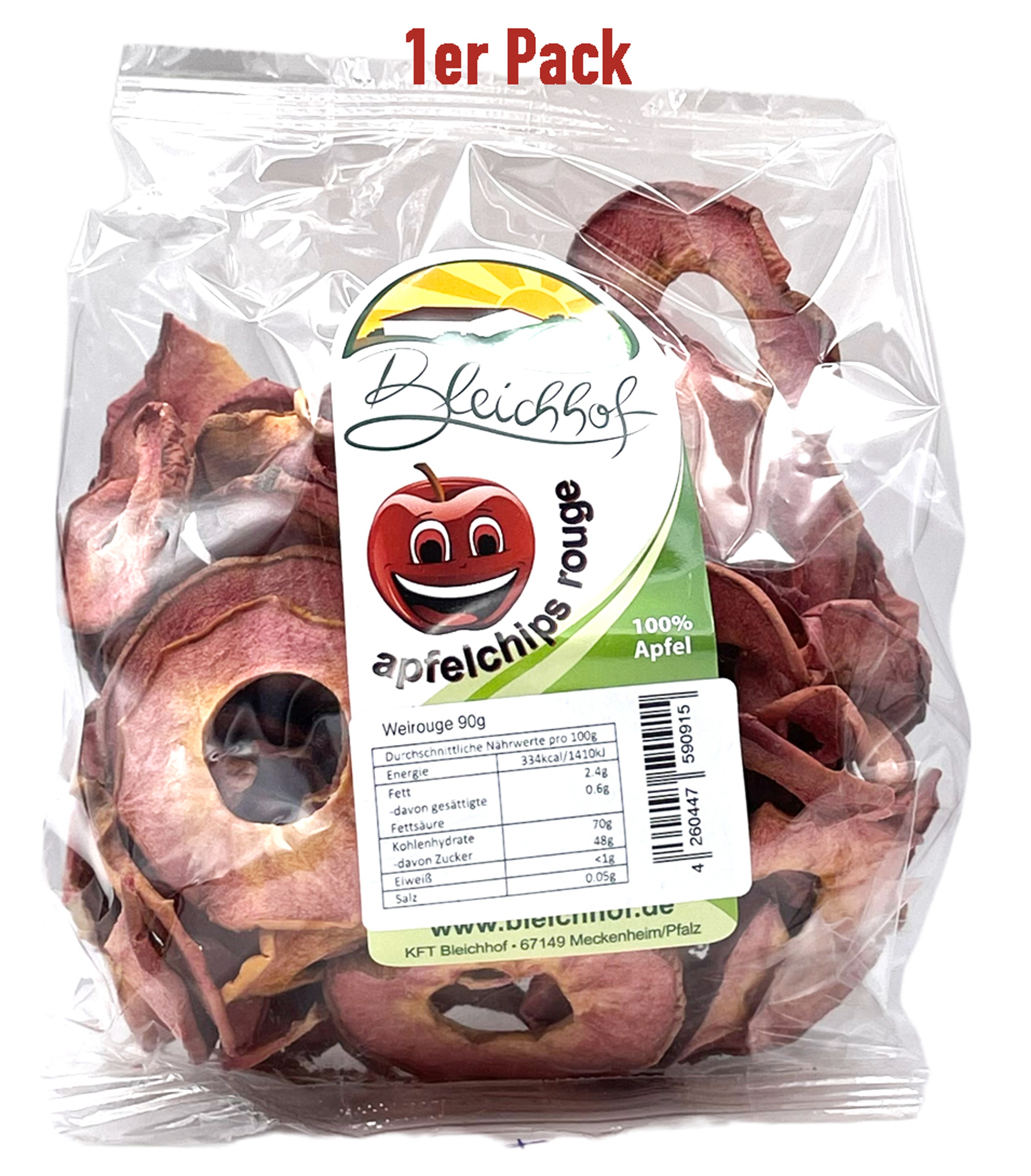 BLEICHHOF® Apfelchips Weirouge (rotfleischige säuerliche Sorte) - Trockenfrüchte, vegan (1x90g) BLEICHHOF® Apfelchips Weirouge (rotfleischige säuerliche Sorte) - Trockenfrüchte, vegan (1x90g)