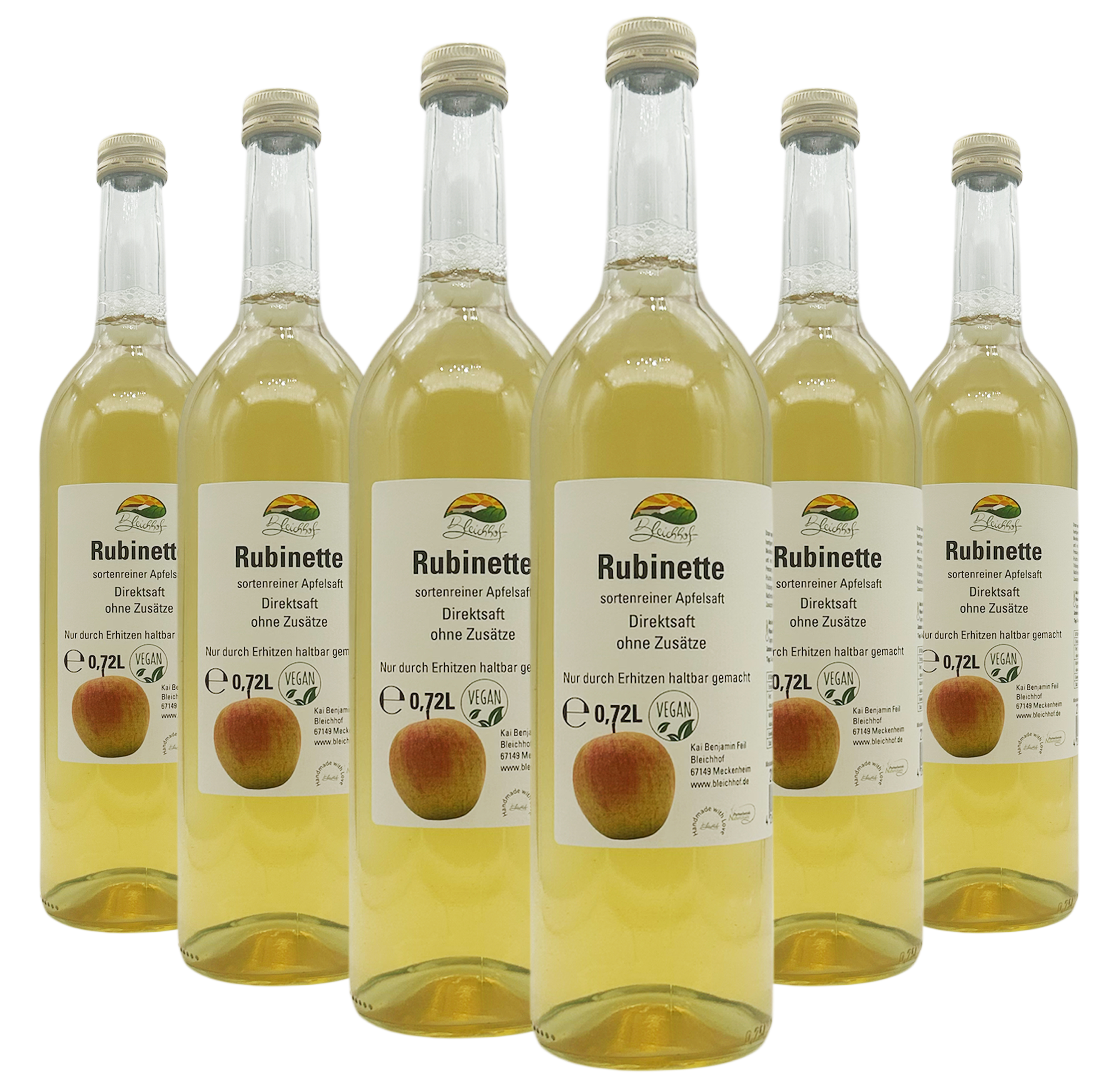 BLEICHHOF® Apfelsaft Rubinette - Direktsaft, sortenrein, vegan (6x0,72l)