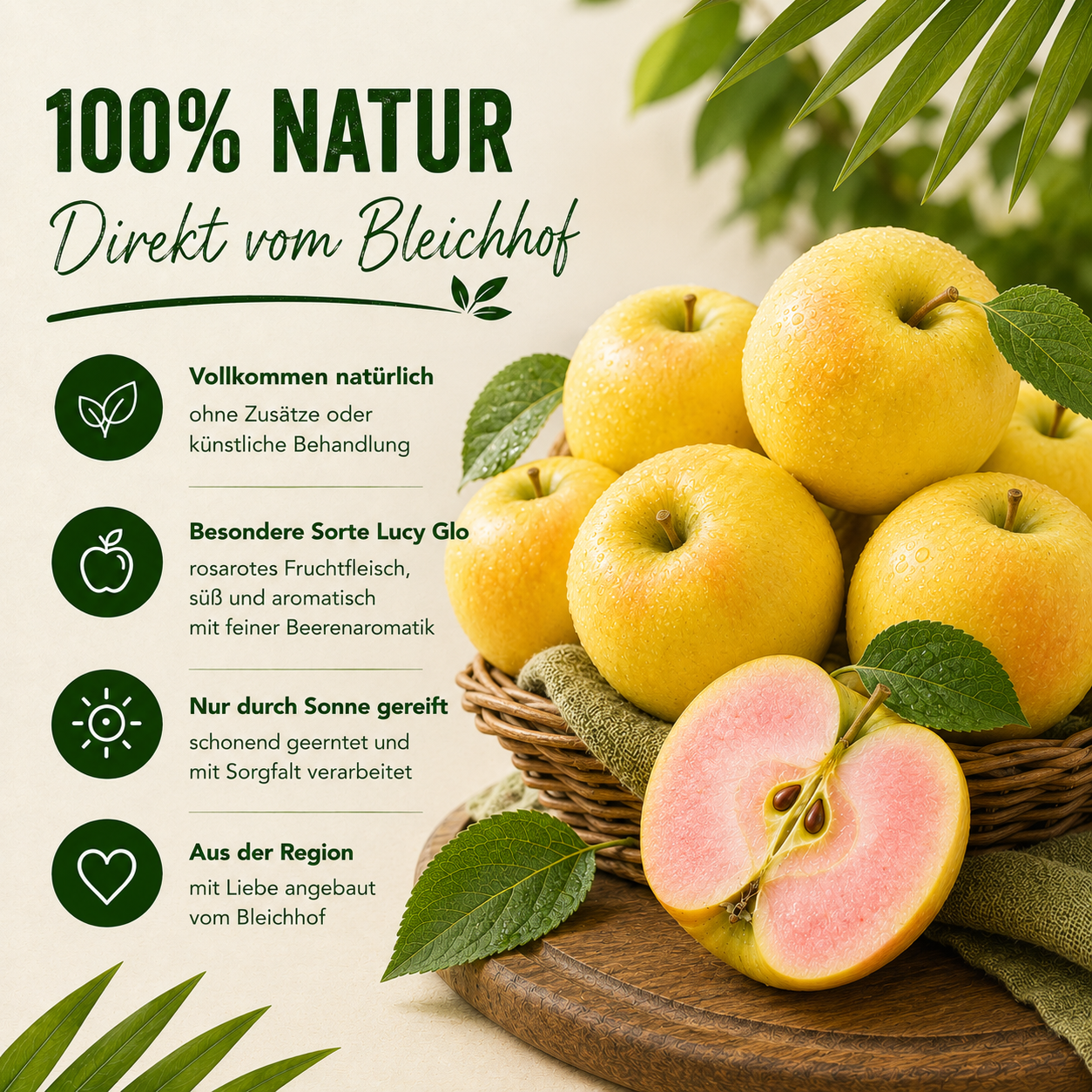 BLEICHHOF® Pinova apples - sweet and tart cross between Golden Delicious and Clivia, new harvest (3kg)