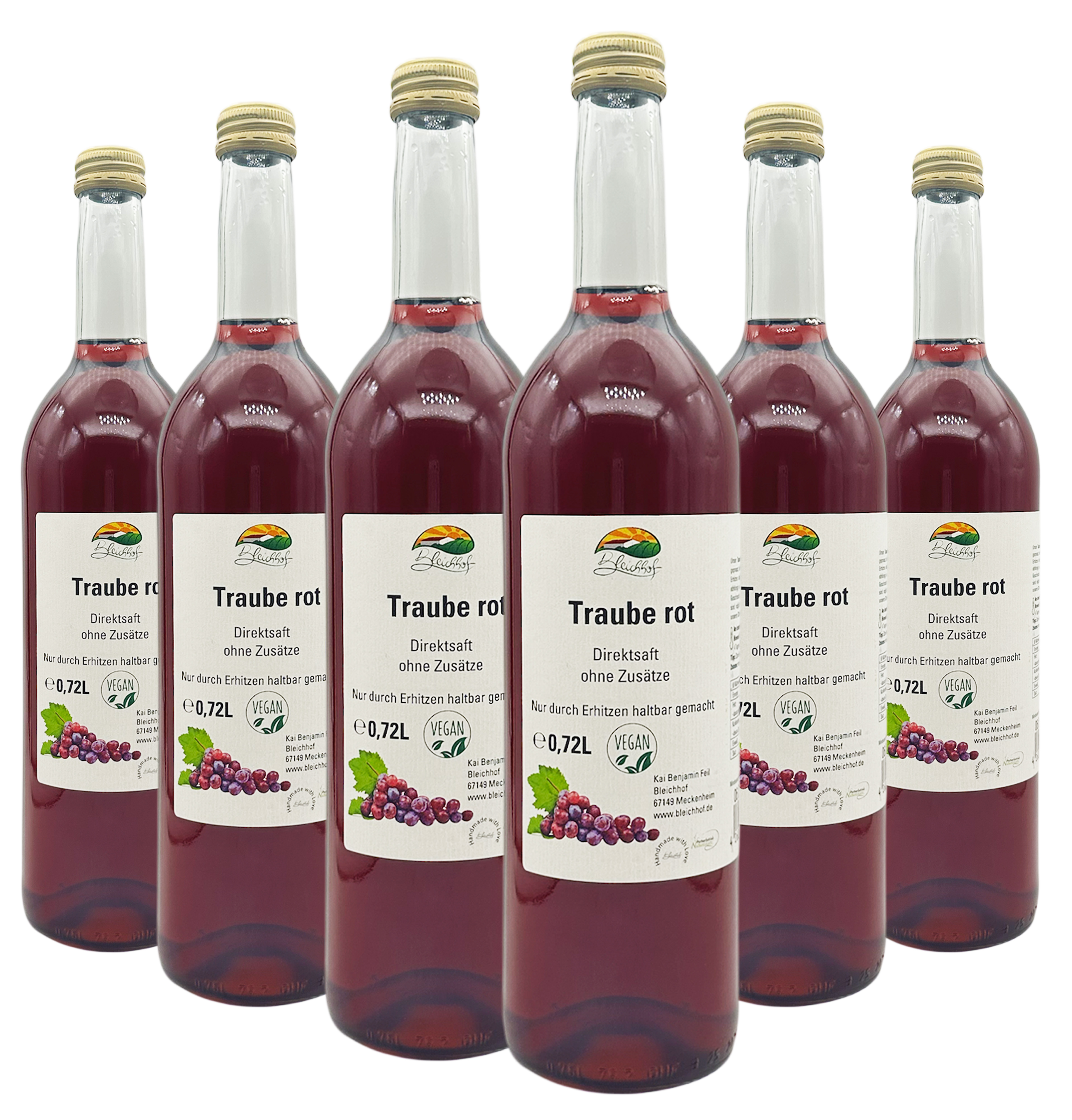 BLEICHHOF® Traubensaft (rot) -Direktsaft, vegan (6x0,72l) BLEICHHOF® Traubensaft (rot) -Direktsaft, vegan (6x0,72l)