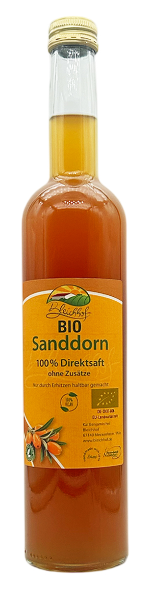 BLEICHHOF® Bio Sanddornsaft DE-ÖKO-006 - Direktsaft, vegan (1x0,47l) BLEICHHOF® Bio Sanddornsaft DE-ÖKO-006 - Direktsaft, vegan (1x0,47l)