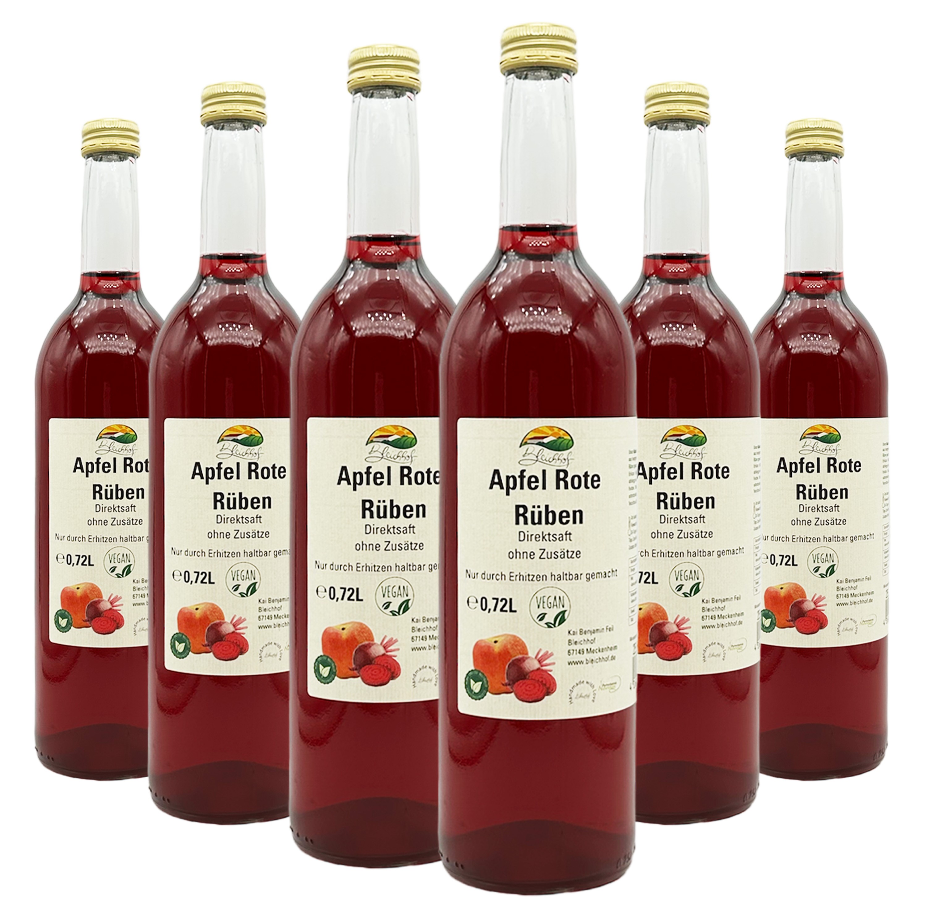 BLEICHHOF® Apfelsaft mit Rote-Rüben Saft - Direktsaft, vegan (6x0,72L) BLEICHHOF® Apfelsaft mit Rote-Rüben Saft - Direktsaft, vegan (6x0,72L)
