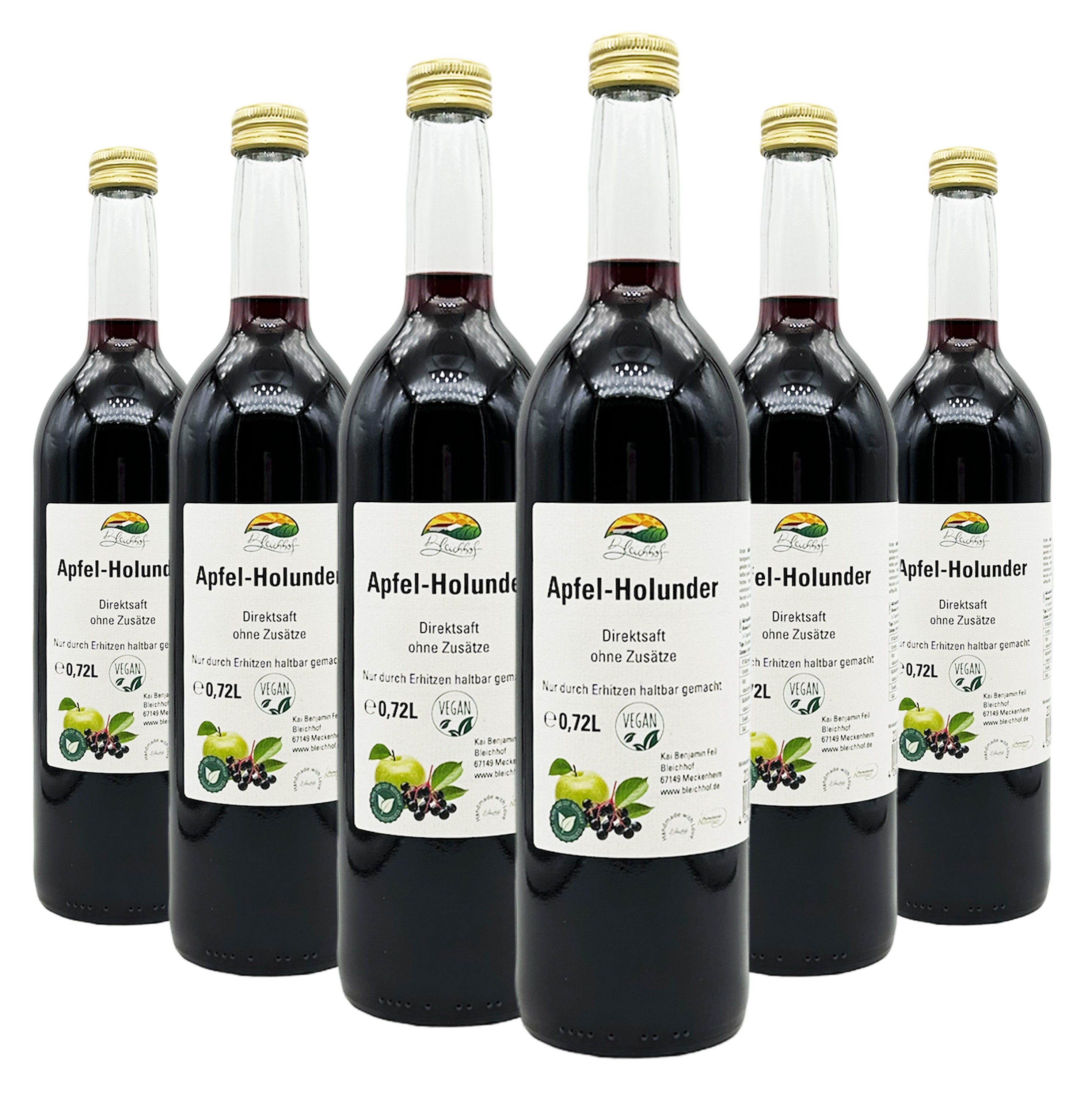 BLEICHHOF® Apfel-Holunder - Direktsaft, vegan (6x0,72l) BLEICHHOF® Apfel-Holunder - Direktsaft, vegan (6x0,72l)