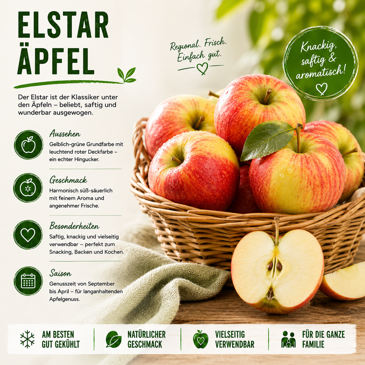 BLEICHHOF® Äpfel Elstar – saftige fein-säuerliche Sorte, aus der Pfalz, Neue Ernte (3kg)