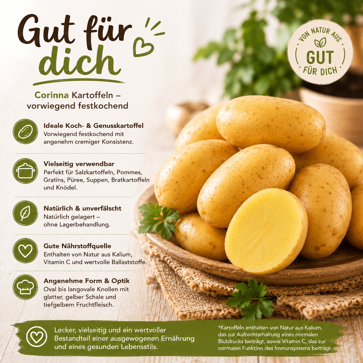 BLEICHHOF® 5kg Corinna Kartoffeln aus der Pfalz - Sorte: Corinna vorwiegend festkochend Salatkartoffel, Ernte 2026