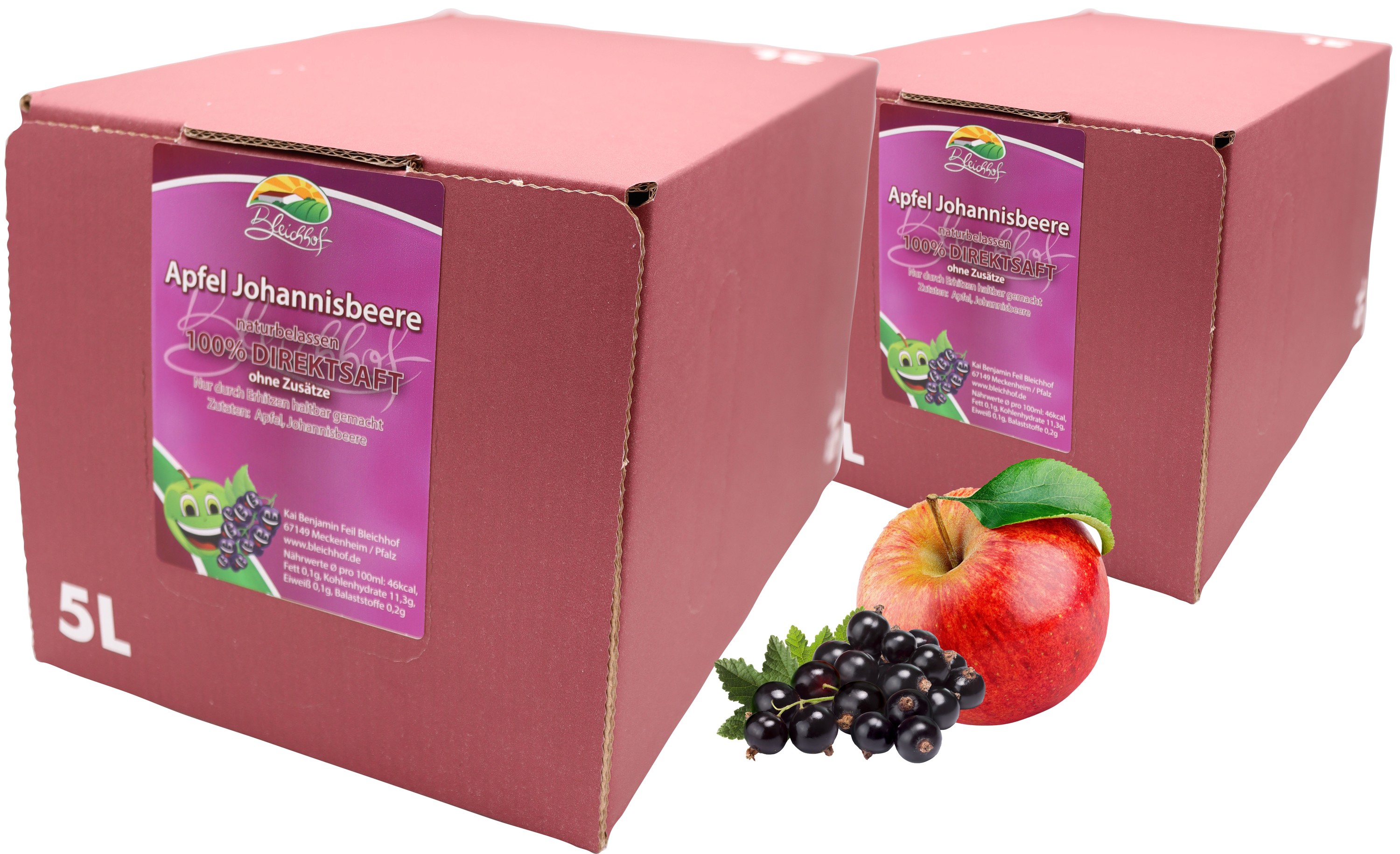 BLEICHHOF® Apfel-Johannisbeer - Direktsaft, vegan, Bag-in-Box (2x 5l) BLEICHHOF® Apfel-Johannisbeer - Direktsaft, vegan, Bag-in-Box (2x 5l)