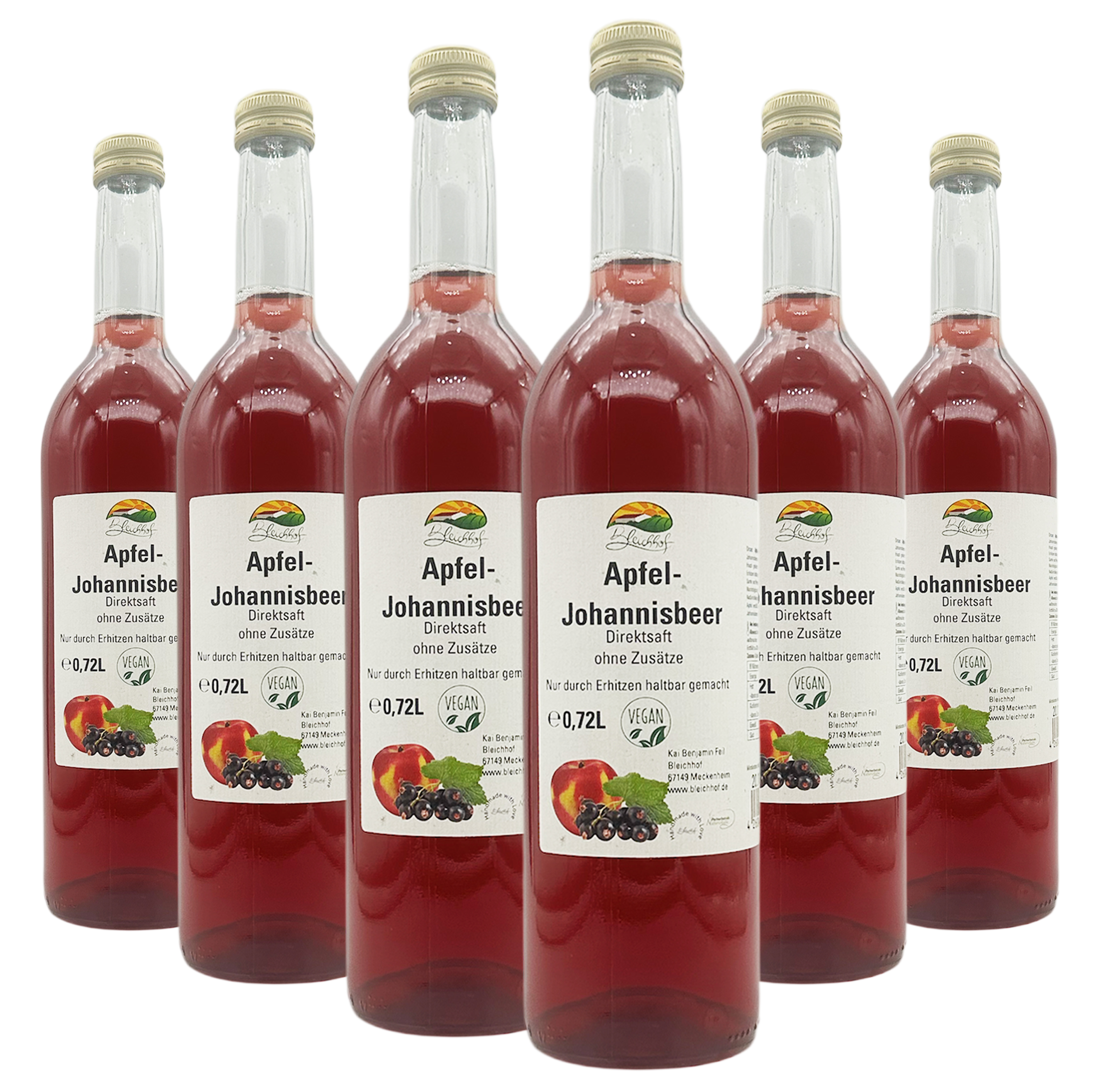 BLEICHHOF® Apfel-Johannisbeer - Direktsaft, vegan (6x0,72l) BLEICHHOF® Apfel-Johannisbeer - Direktsaft, vegan (6x0,72l)
