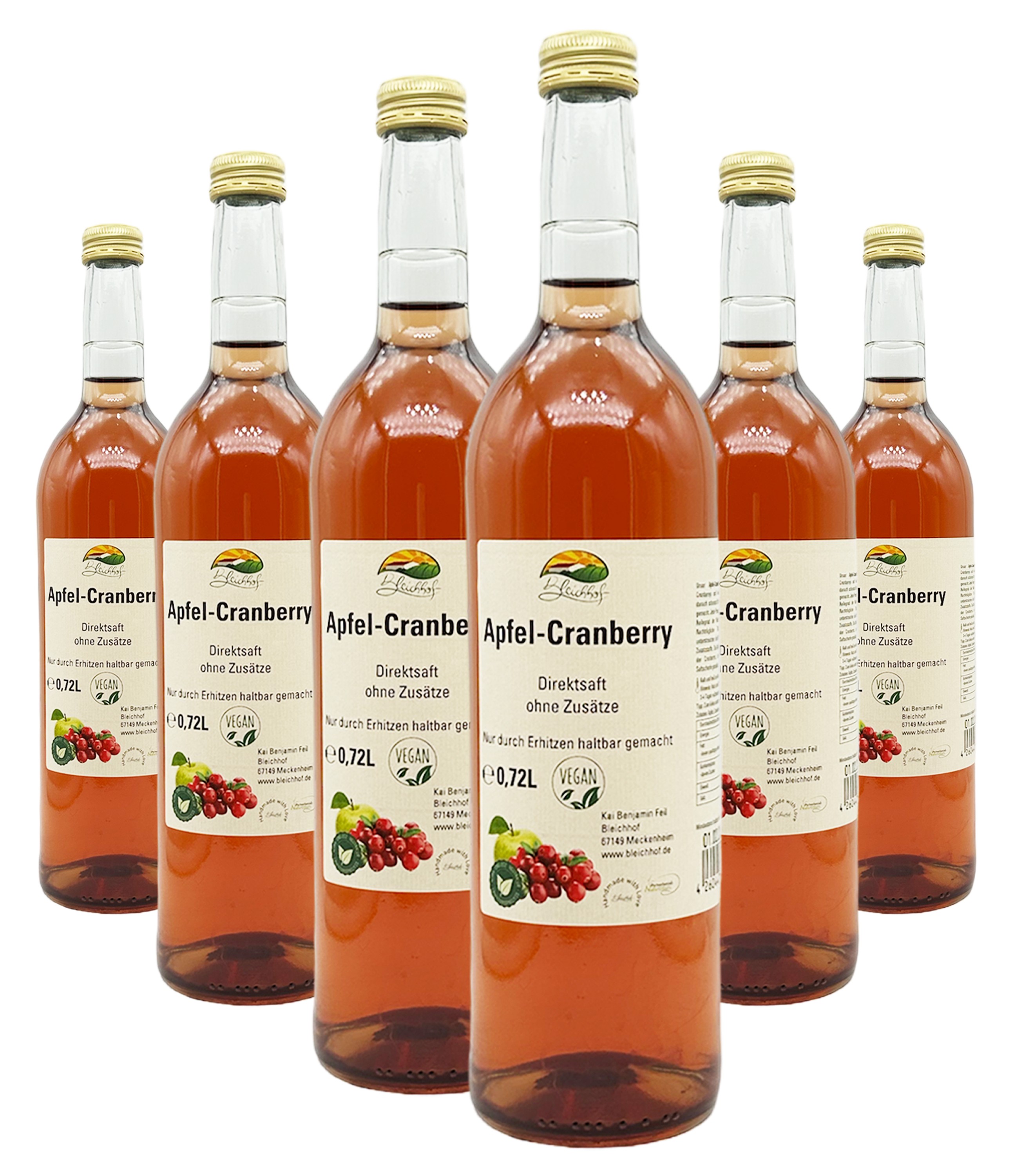 BLEICHHOF® Apfel-Cranberry - Direktsaft, vegan (6x0,72l) BLEICHHOF® Apfel-Cranberry - Direktsaft, vegan (6x0,72l)