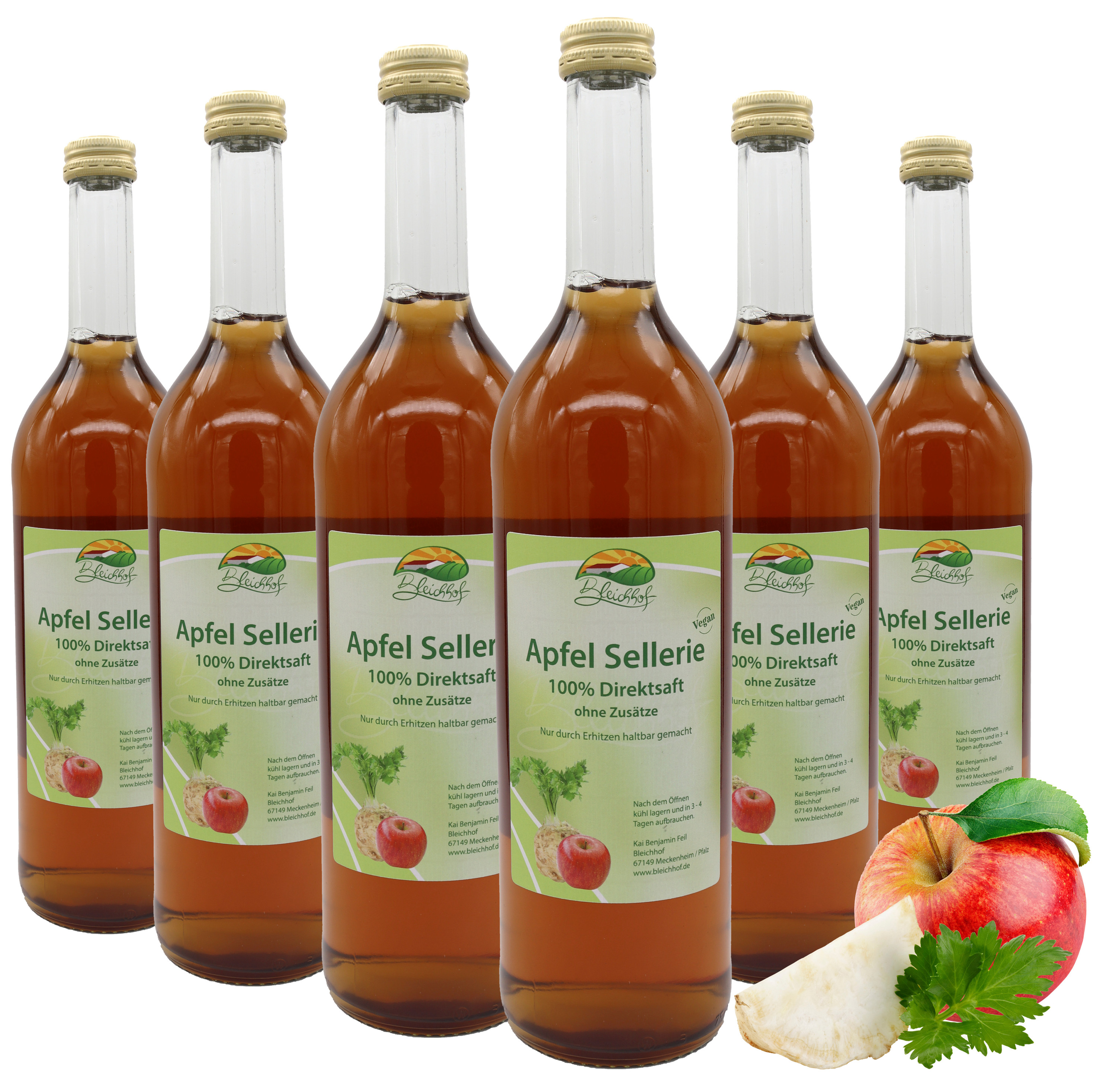Bleichhof Apfelsaft mit Selleriesaft – 100% Direktsaft, vegan, OHNE ...