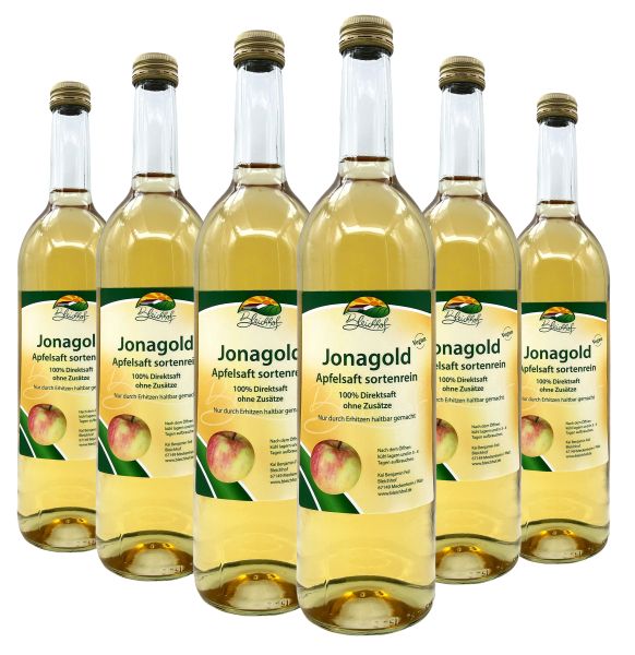 Bleichhof Apfelsaft Jonagold — 100% Direktsaft, sortenrein, OHNE Zuckerzusatz, vegan, 6er Pack (6 x 0,72l)