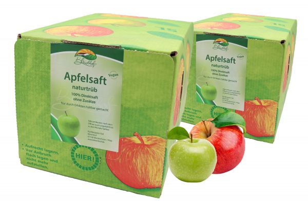 Bleichhof Apfelsaft naturtrüb – 100% Direktsaft, vegan, OHNE Zuckerzusatz, Bag-in-Box (2x 5l Saftbox)